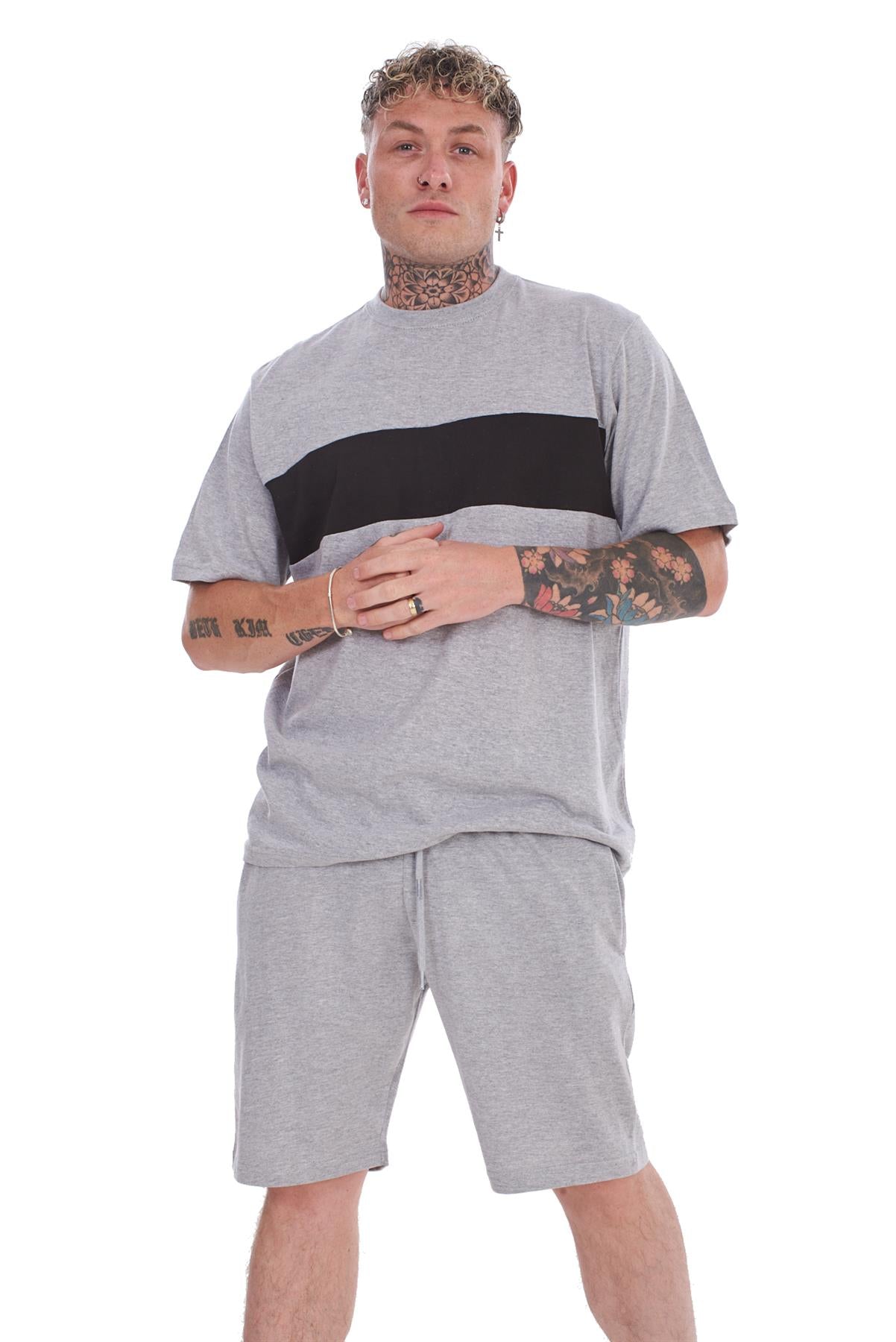 Pyjama Set Shorts Cotton Jersey Round Neck Loungewear Striped T-Shirt Nightwear