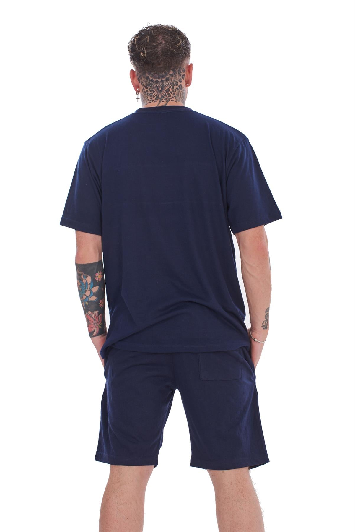 Pyjama Set Shorts Cotton Jersey Round Neck Loungewear Striped T-Shirt Nightwear