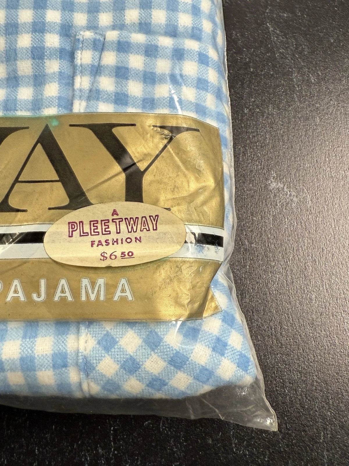 Vintage Pleetway Pajamas Men’s Size D Blue Gingham Check Cotton Deadstock NWT