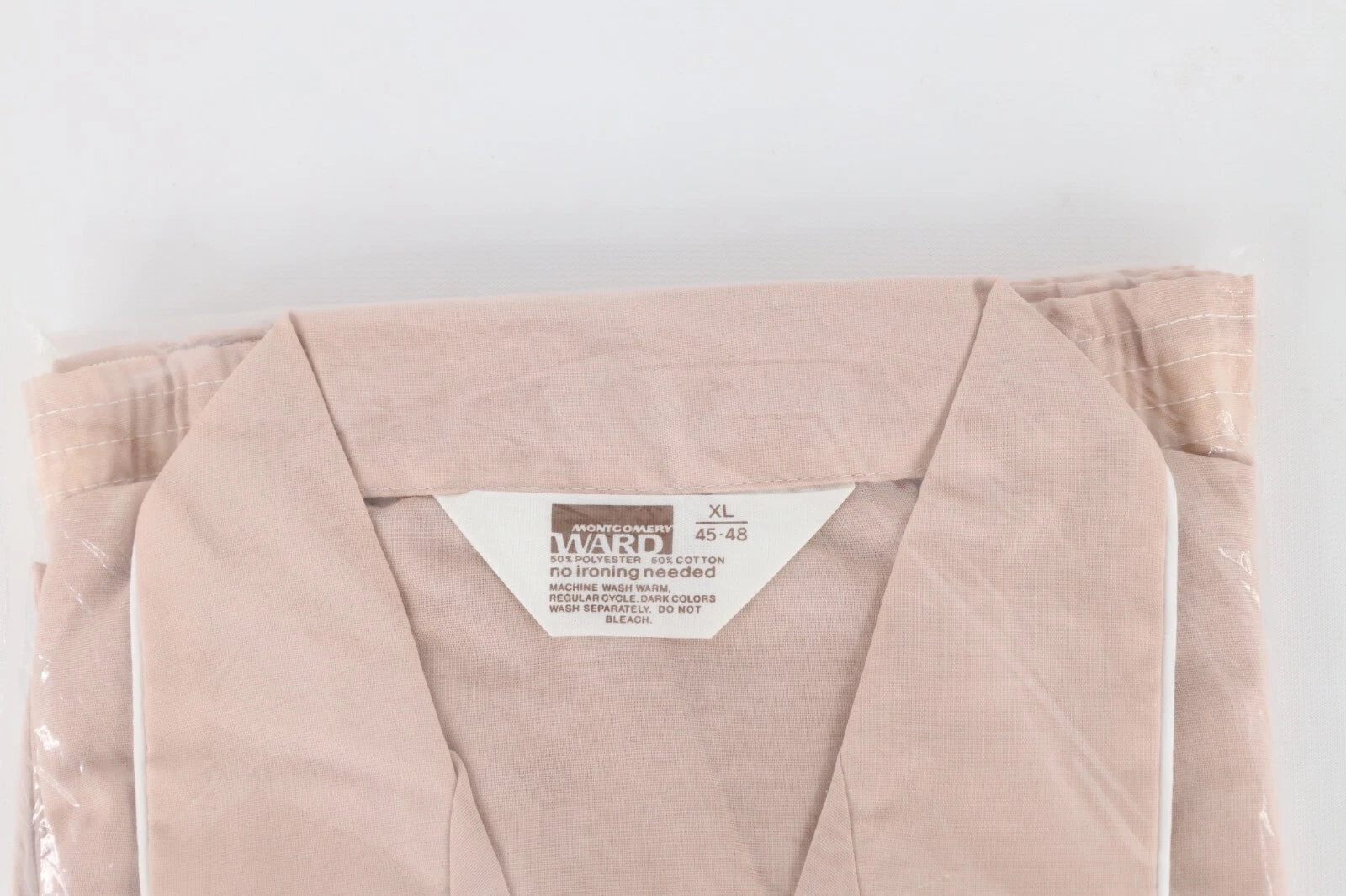 Deadstock Vintage 70s Streetwear Mens XL 2 Piece Long Sleeve Pajamas Set Rose