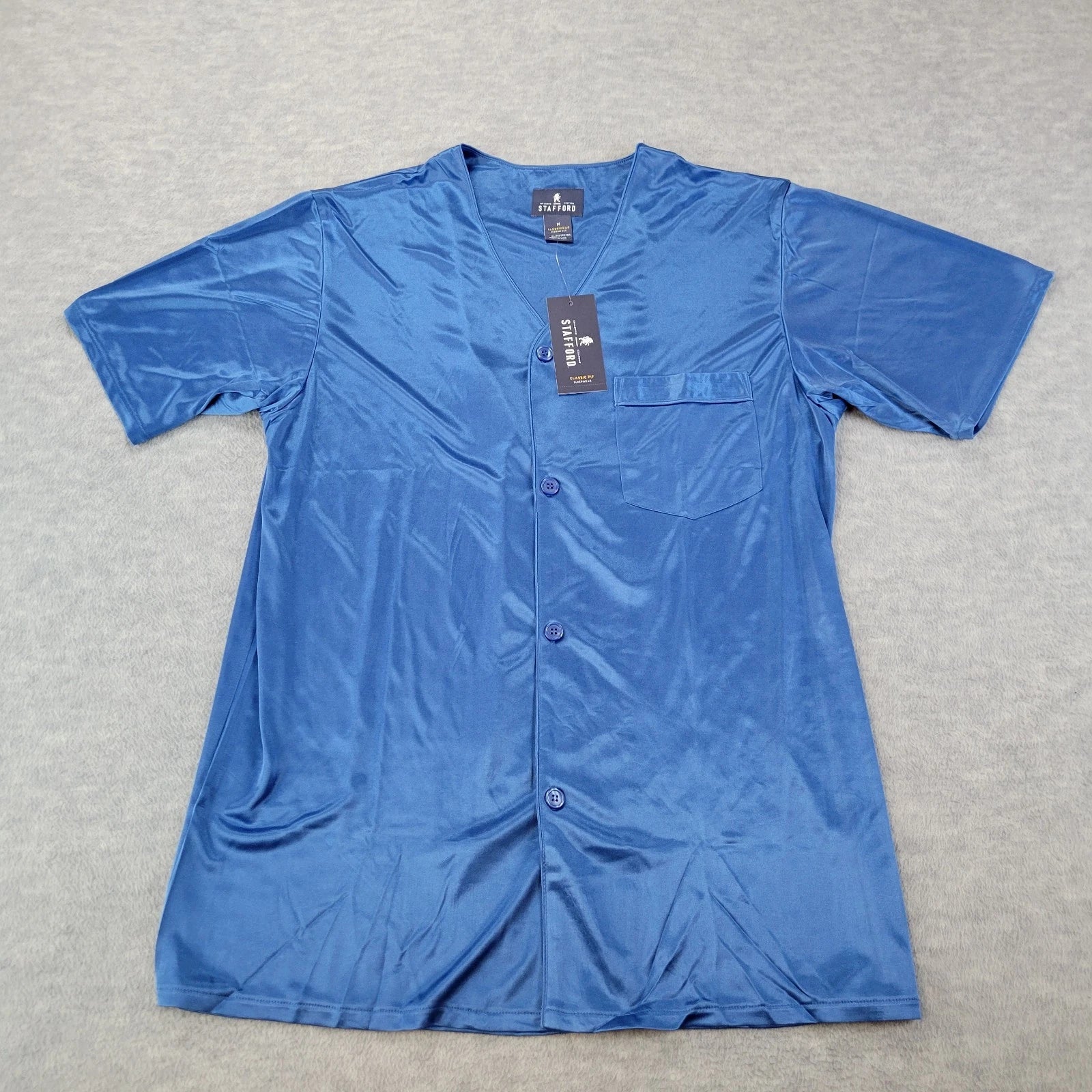 Stafford Pajama Set Satin Star Sapphire Sleepwear S/S Shirt & Shorts Mens M NWT