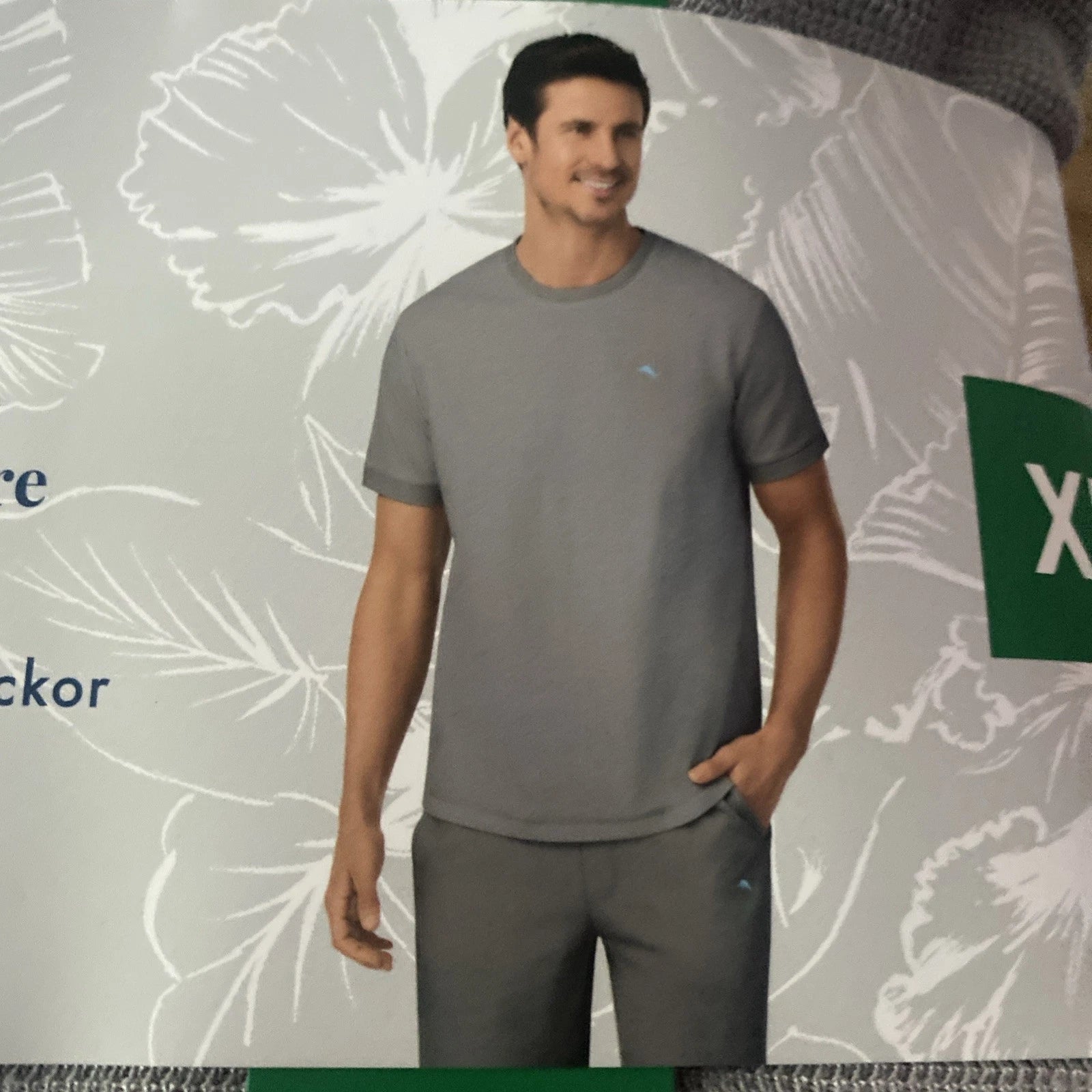 Tommy Bahama Mens T-shirt & shorts set XL Grey Extra Large Pj’s Lounge Sets