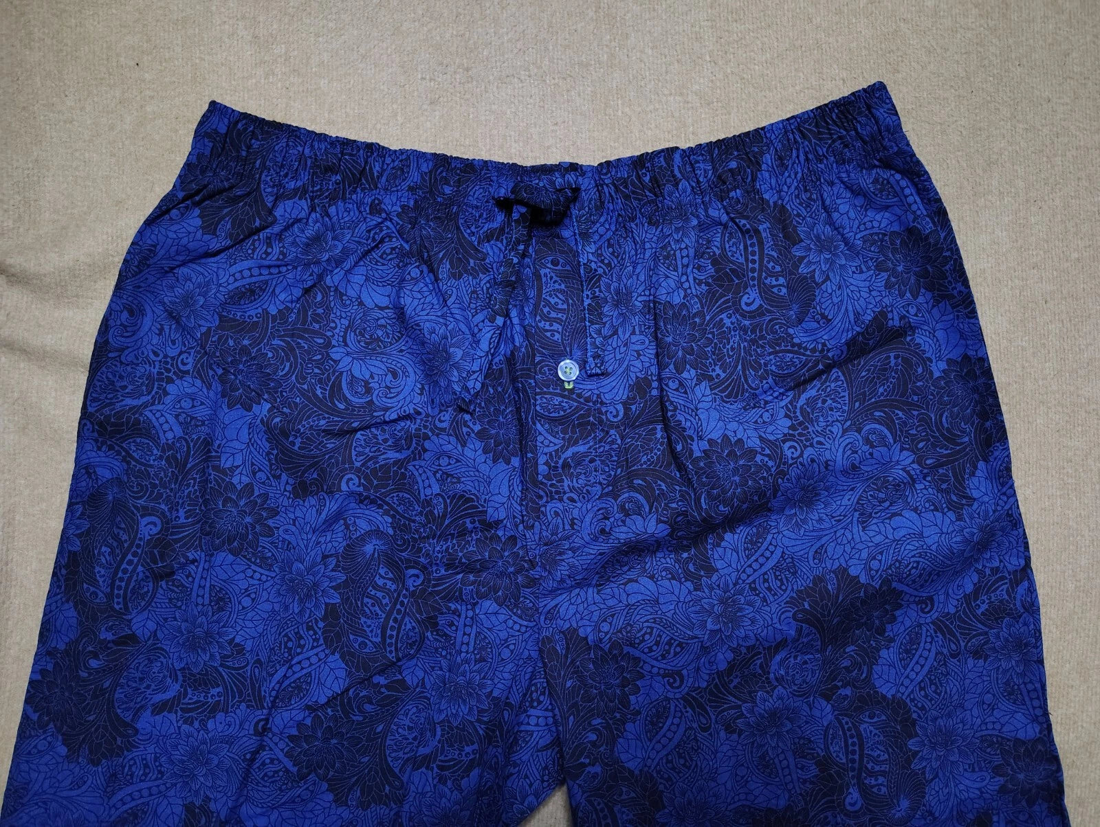 Robert Graham Men's Pajama 2-Piece Set Blue Black Floral Paisley Size Large NWT