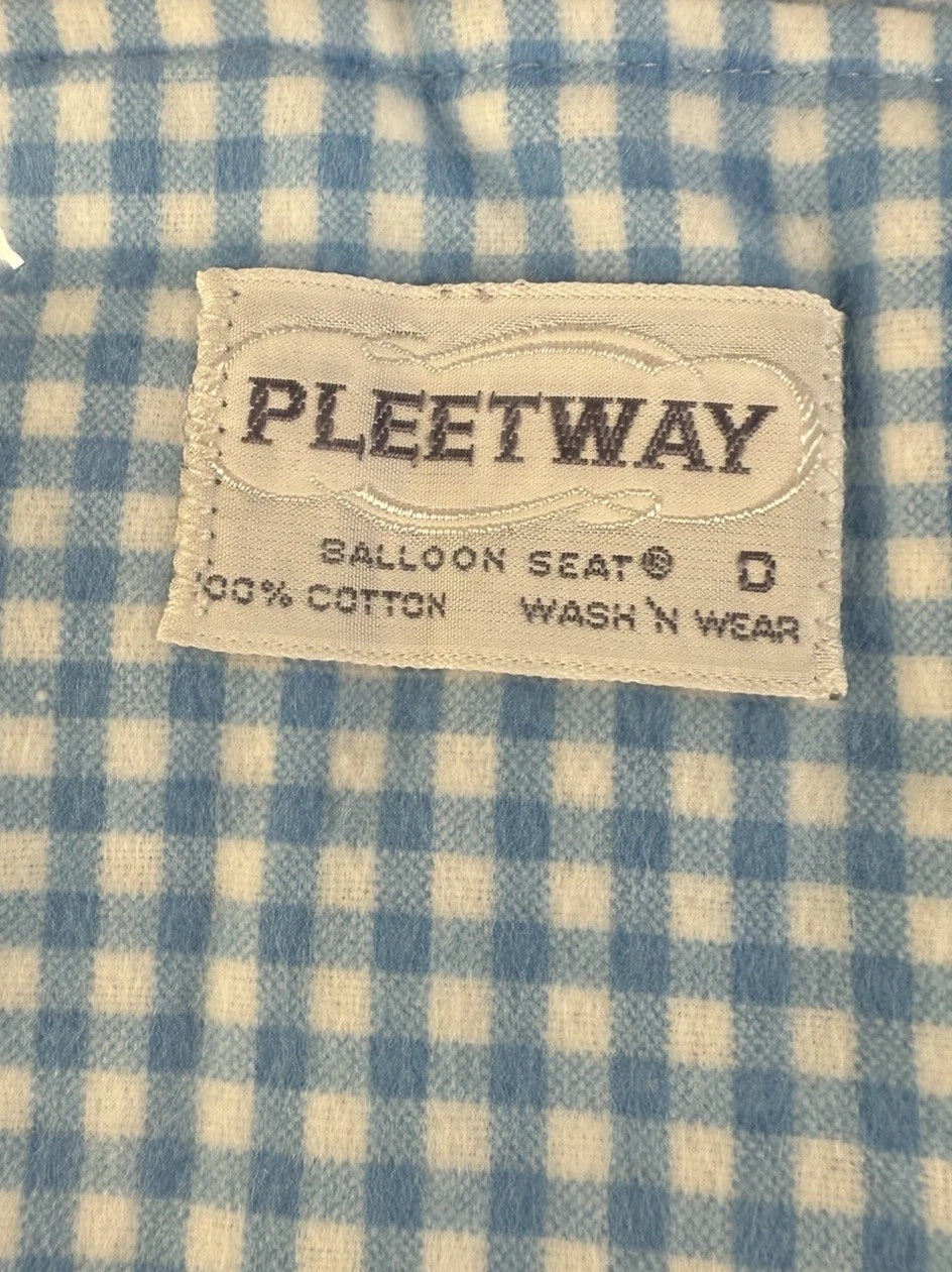 Vintage Pleetway Pajamas Men’s Size D Blue Gingham Check Cotton Deadstock NWT