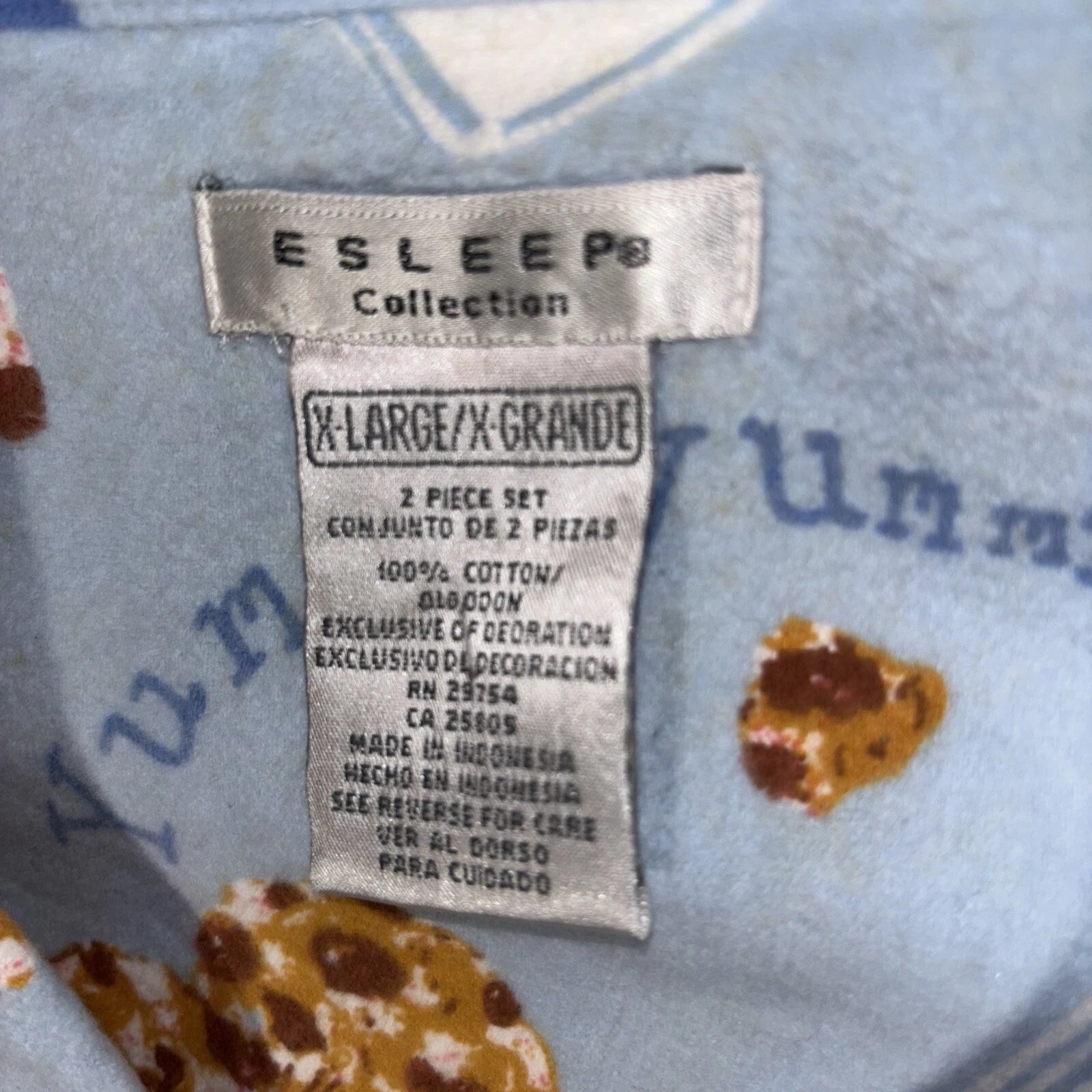 Vintage 90’s ESLEEP Pajamas Set Sz XL Cows Milk Cookies New Pants Top Loungewear