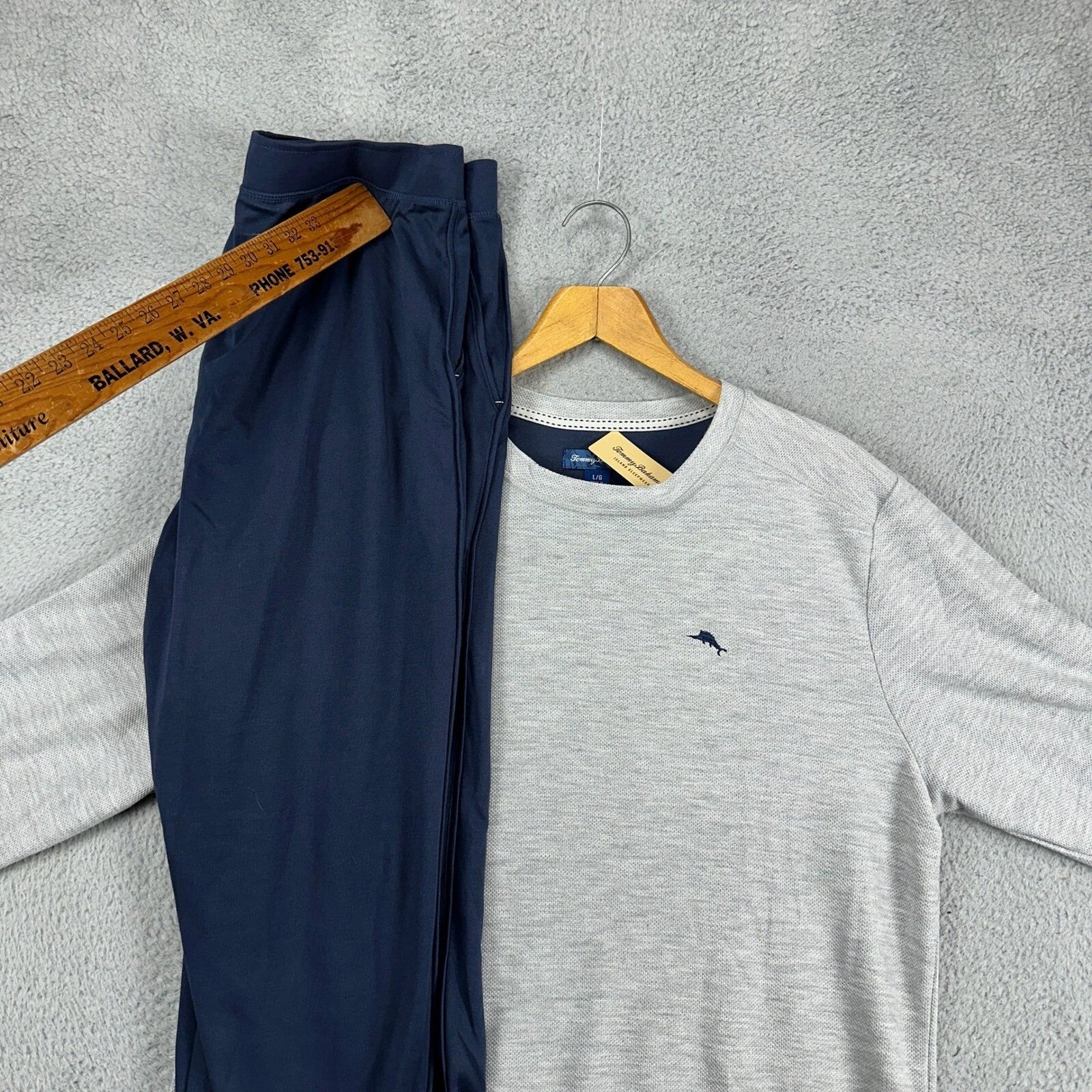 Tommy Bahama Island Sleepwear Mens 2 Piece Pajama Set Large Grey Blue Jogger NEW