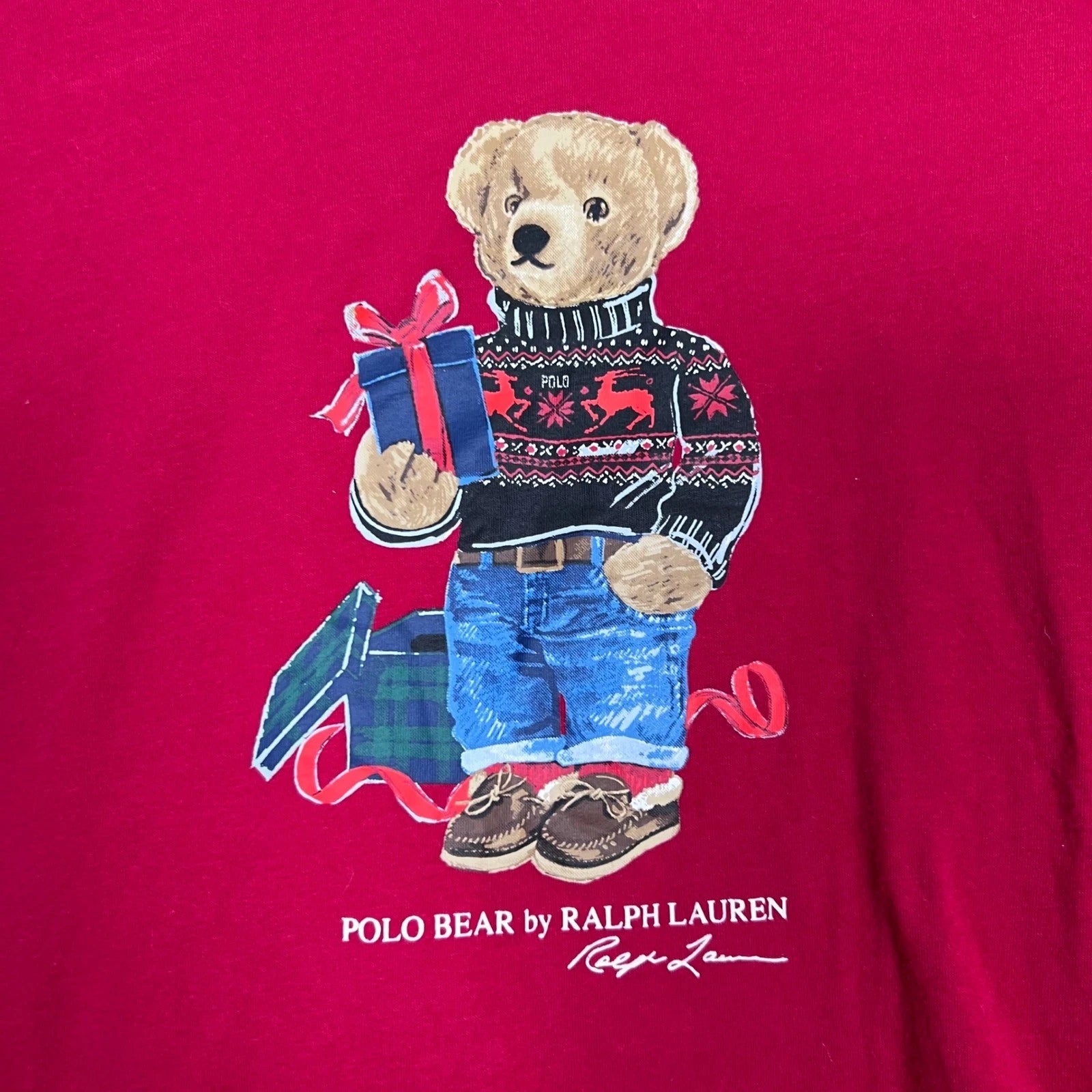 Polo Ralph Lauren Bear Pajama Set Mens Medium Red Long Sleeve lounge Sleepwear