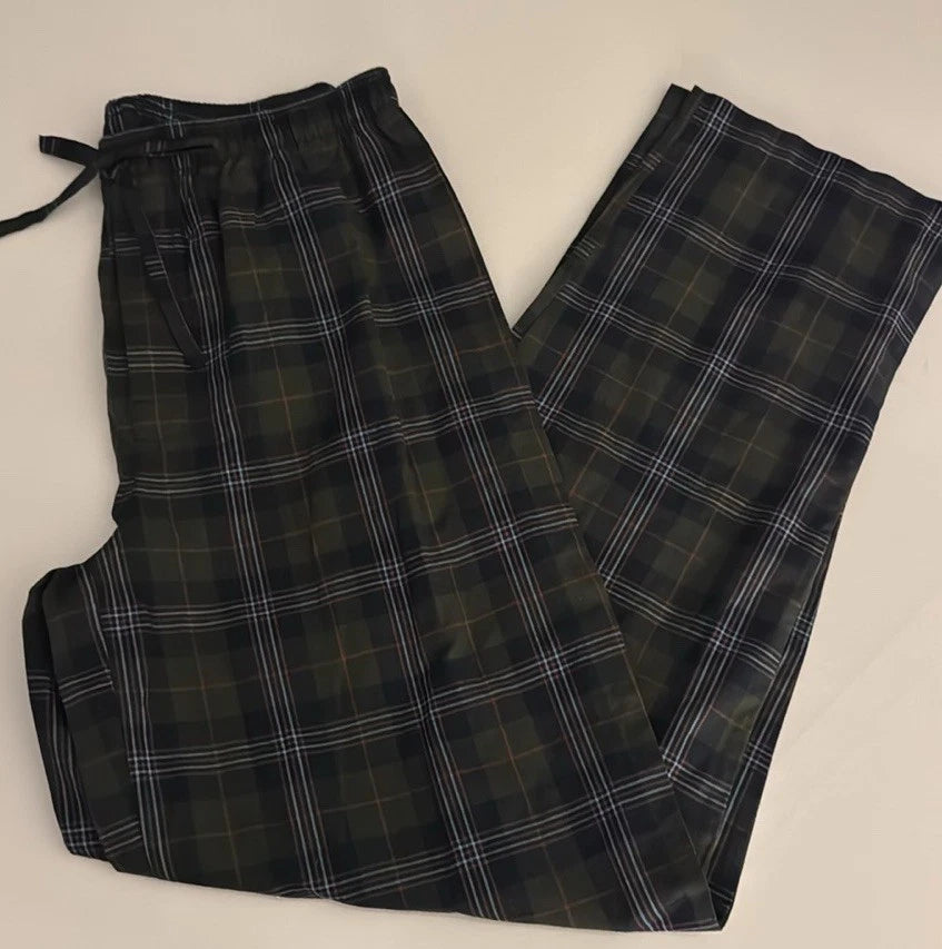 Stafford Pajamas Mens Small Green Plaid