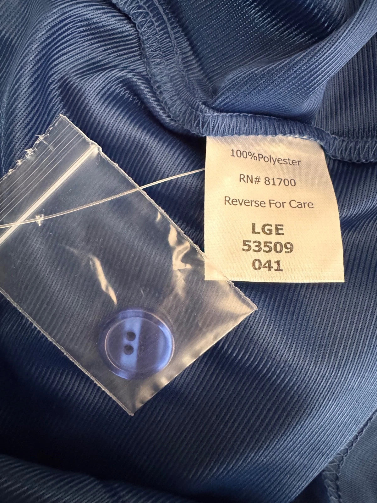 Satin TRICOT 2 Pc Pajama Set Navy Mens L LS Top W/Pull on Bottoms John BLAIR