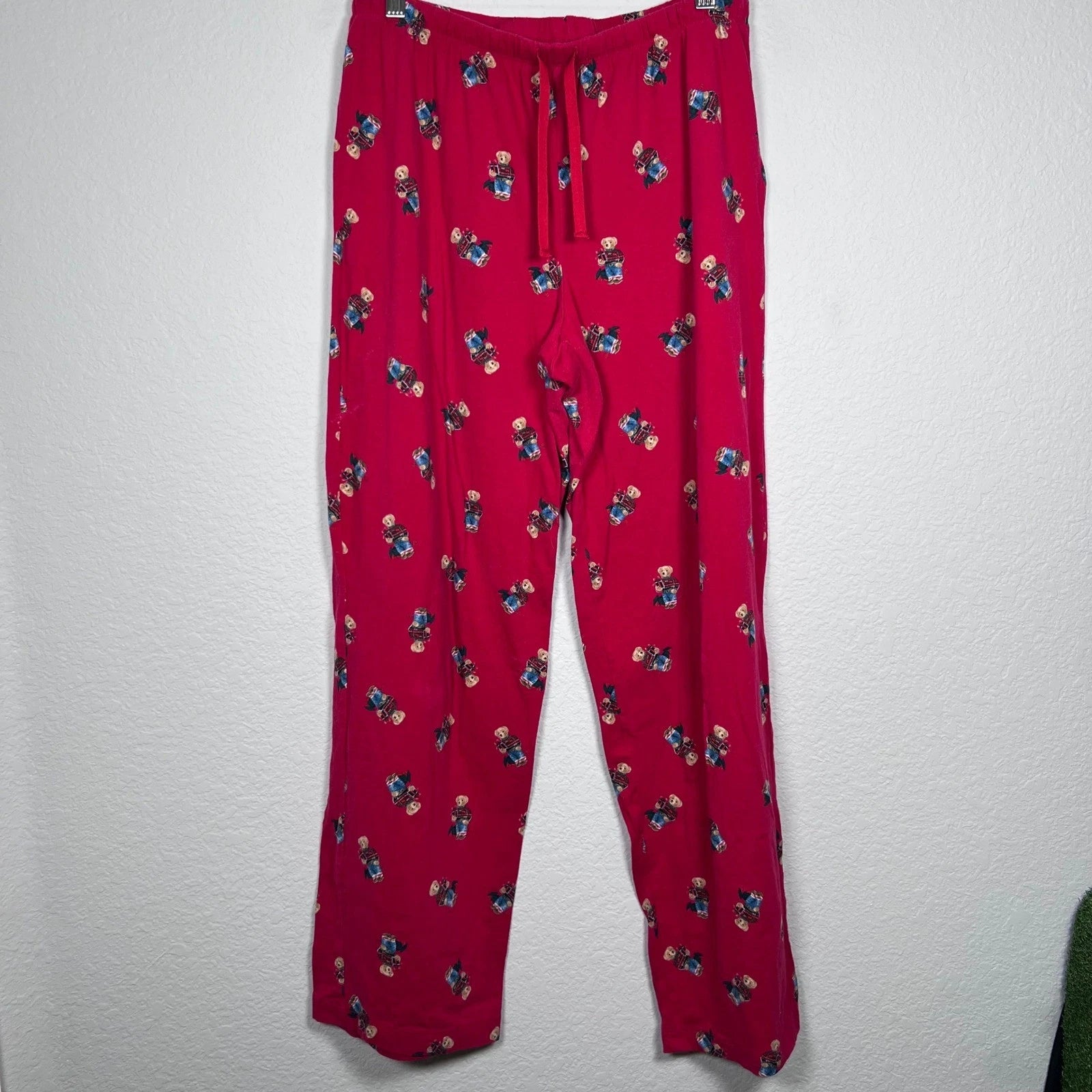 Polo Ralph Lauren Bear Pajama Set Mens Medium Red Long Sleeve lounge Sleepwear