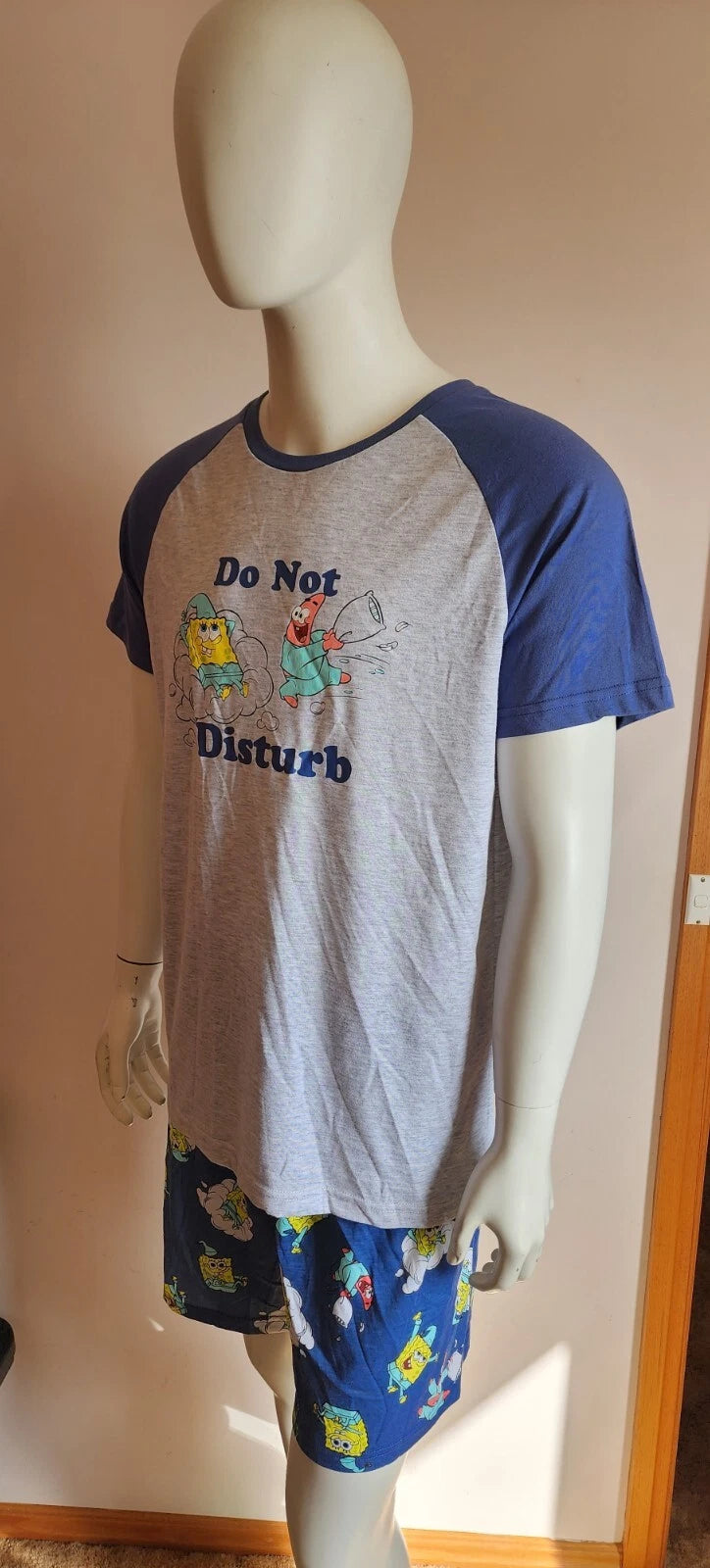 SpongeBob SquarePants Mens Do Not Disturb Printed 2 Piece Pyjama Set Size L New