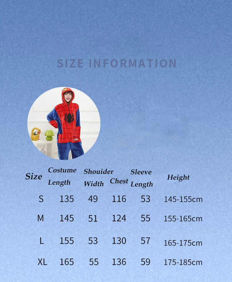 Spiderman Pajamas Jumpsuit Cosplay Superhero Adult Kid Sleepwear Nightgown Dress