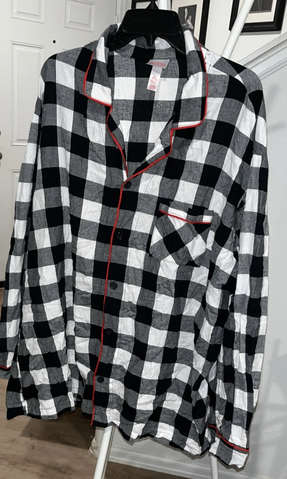 WONDERSHOP Men’s  Sleepwear,  Blk White Check Cotton Pajamas Pant Set  Size XXL