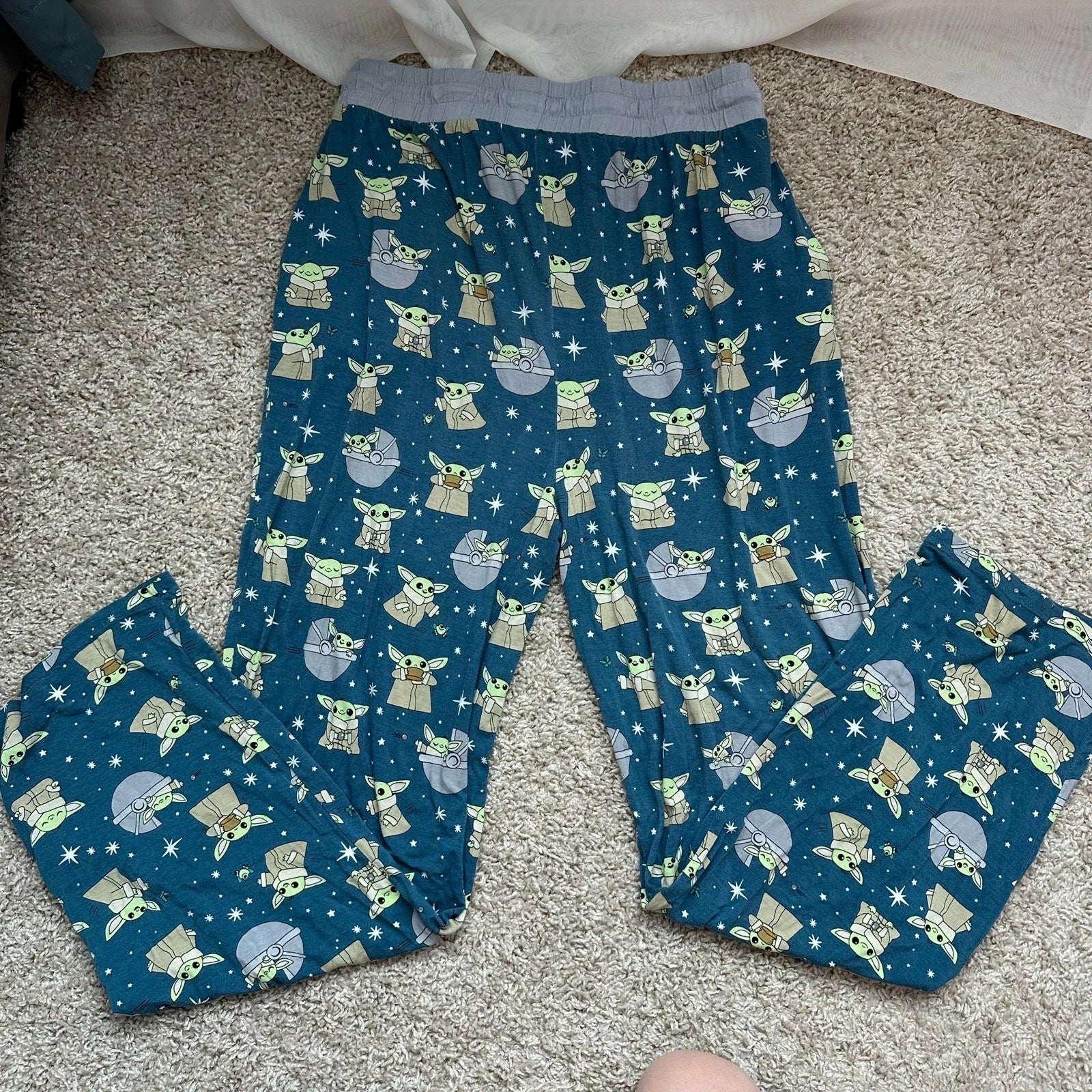 Little Sleepies Mens Adult Medium Grogu Star Wars Pajama Set Preowned