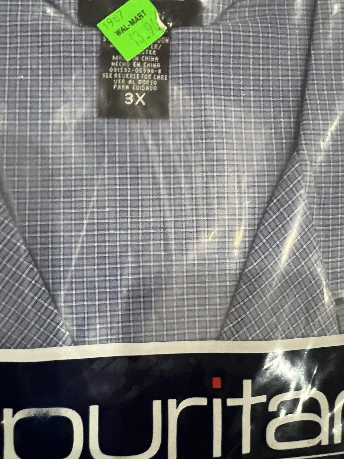 Puritan Men's Pajamas 3X New Old Stock Blue Plaid Long Sleeve Long Leg