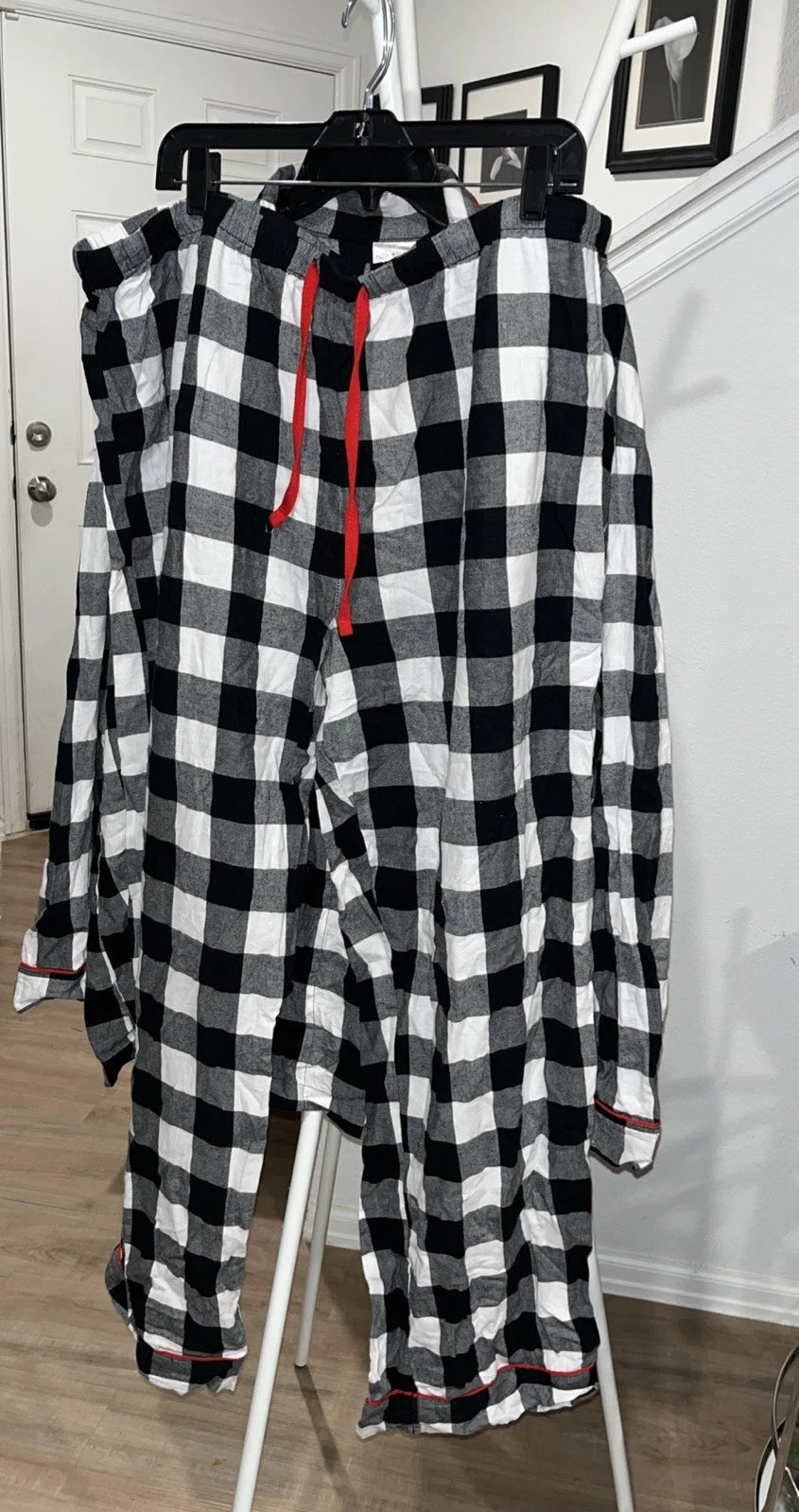 WONDERSHOP Men’s  Sleepwear,  Blk White Check Cotton Pajamas Pant Set  Size XXL