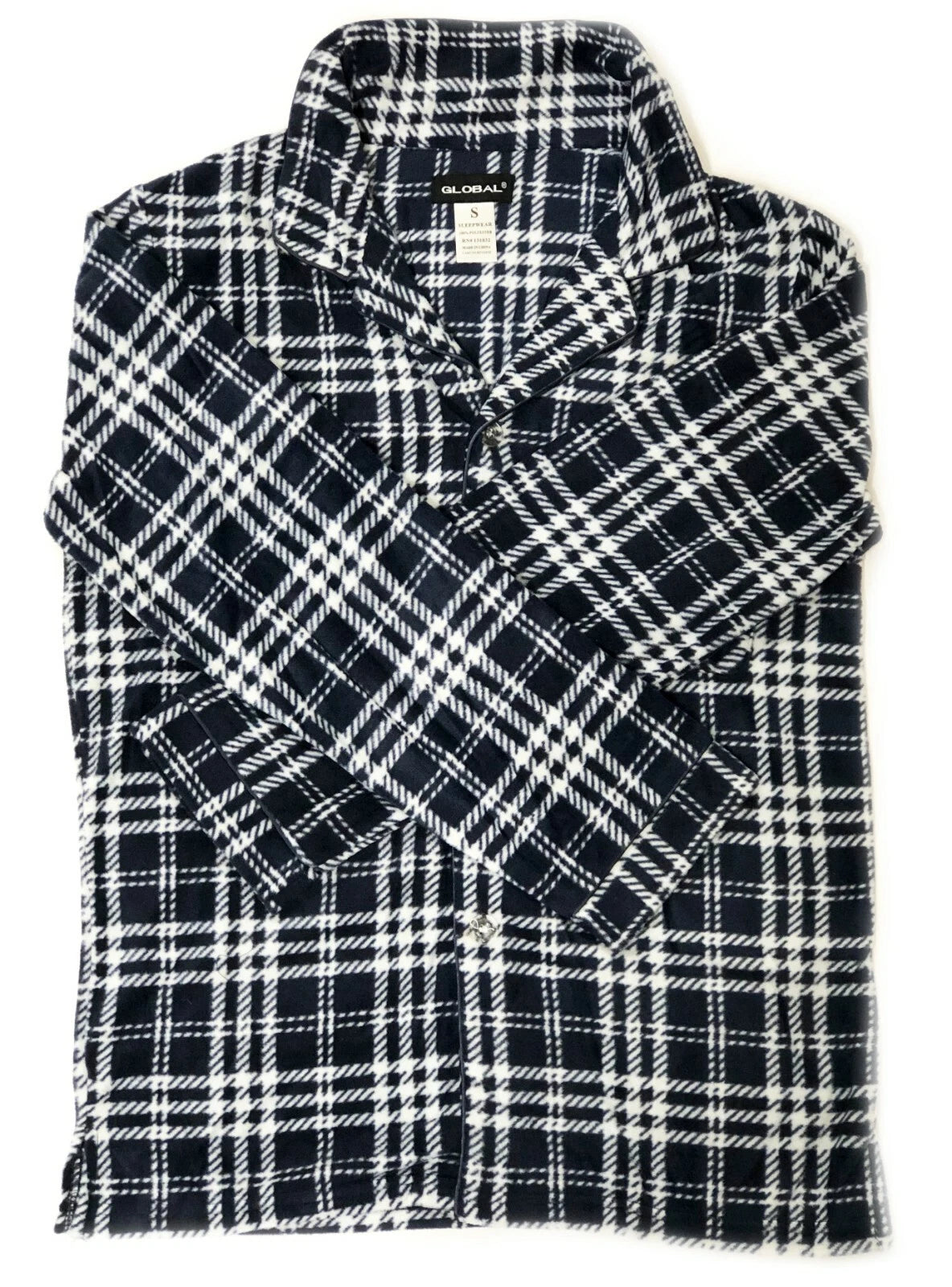 Men's Long Sleeve Pajama Lounge Set Comfortable PJ's Soft Fleece Plaid Sleepwear