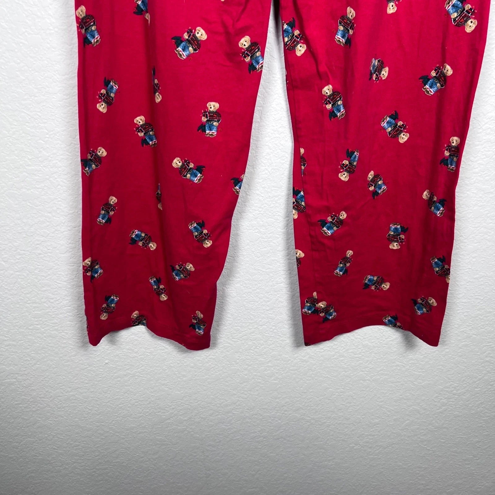 Polo Ralph Lauren Bear Pajama Set Mens Medium Red Long Sleeve lounge Sleepwear