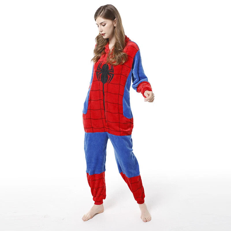 Spiderman Pajamas Jumpsuit Cosplay Superhero Adult Kid Sleepwear Nightgown Dress