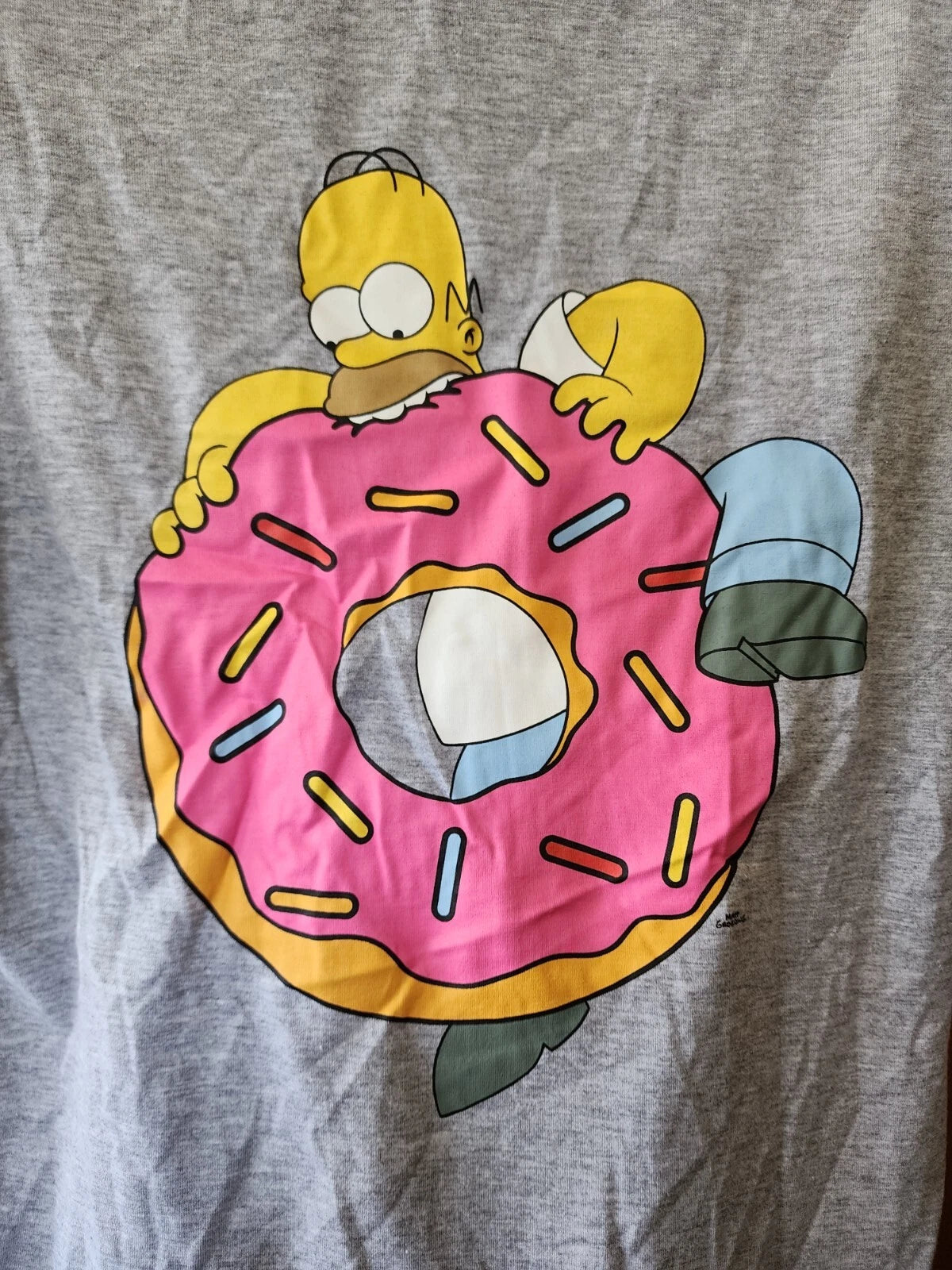 The Simpsons Mens Homer Donuts Grey Black Printed 2 Piece Pyjama Set Size L New