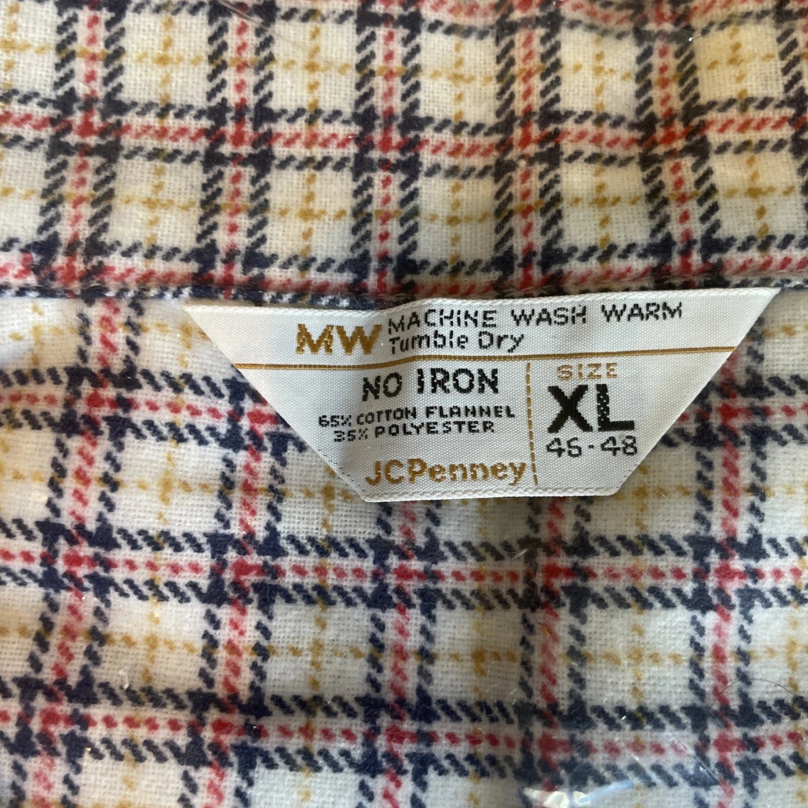 Vintage JCPenney Notch Collar Pajama Set Men's Size XL Plaid Flannel NOS