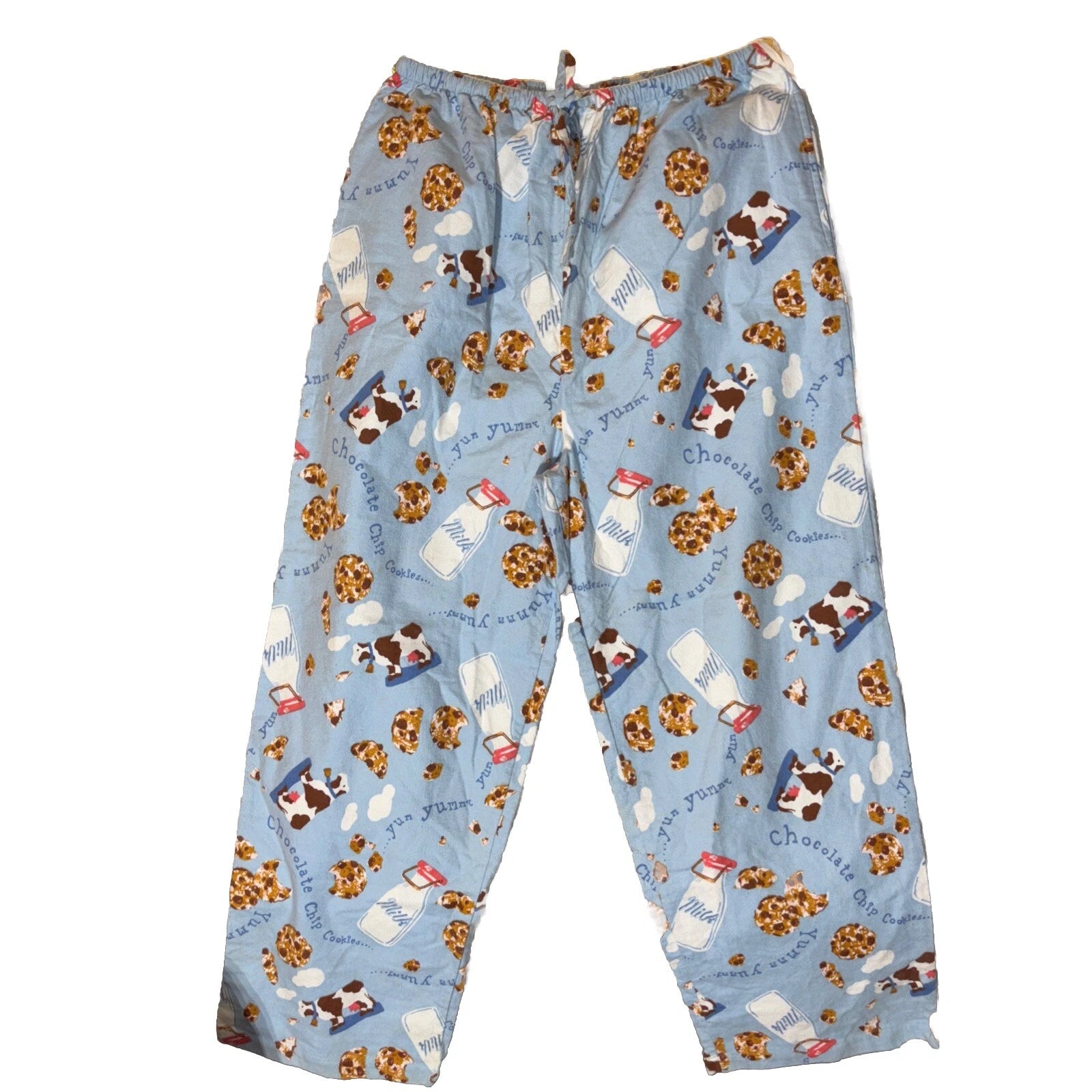 Vintage 90’s ESLEEP Pajamas Set Sz XL Cows Milk Cookies New Pants Top Loungewear