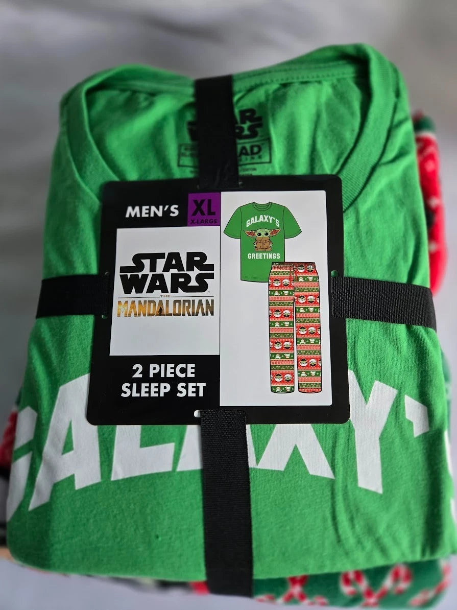 Star Wars Mandalorian Baby Yoda Christmas Mens Pajamas Set Mens XL - New