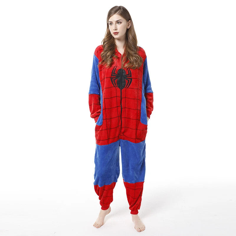 Spiderman Pajamas Jumpsuit Cosplay Superhero Adult Kid Sleepwear Nightgown Dress