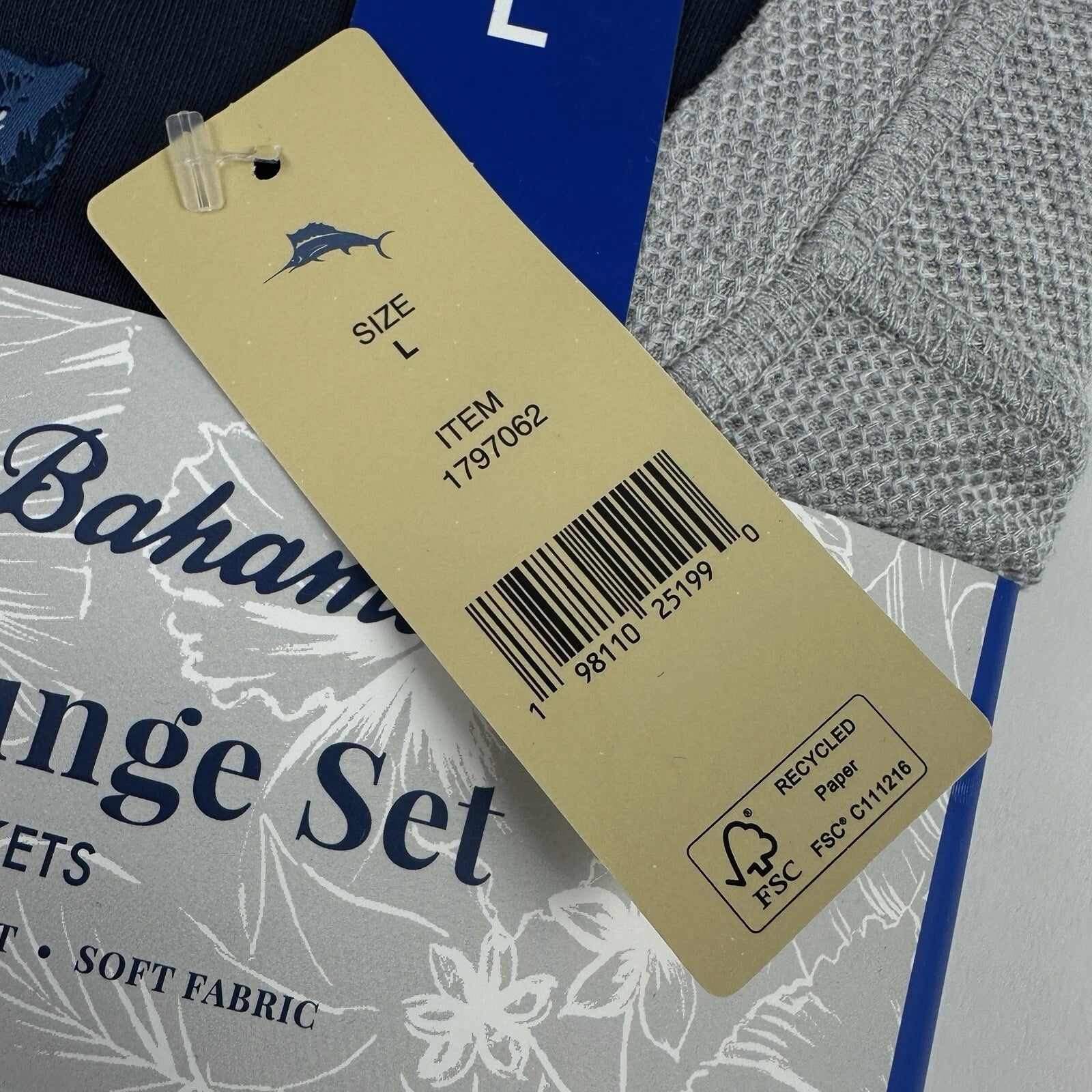 Tommy Bahama Pajamas Men's L Blue Grey Waffle Lounge Set 2-Piece Pants Shirt