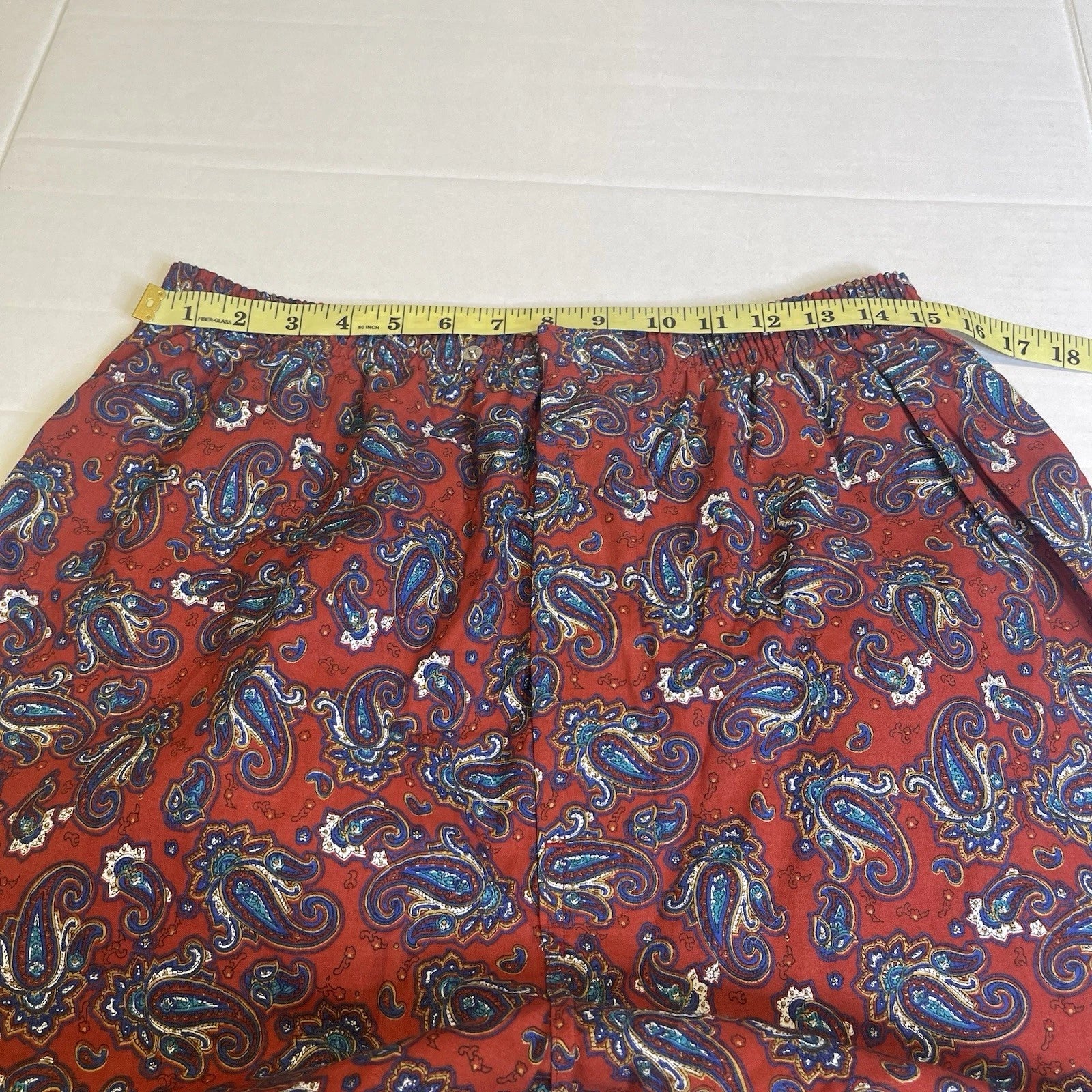 Bill Blass Men’s Pajama Set 2 Piece Paisley Print Blue Red Large 100% Cotton