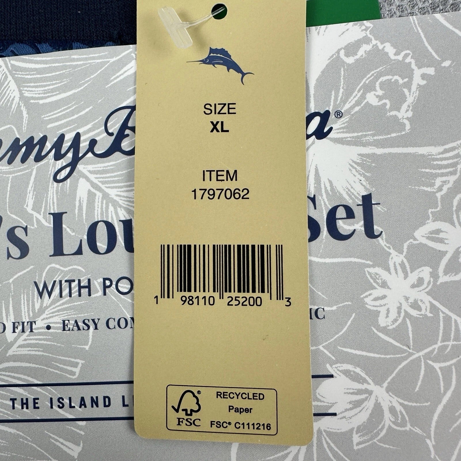 Tommy Bahama Pajamas Men's XL Blue Grey Waffle Lounge Set 2-Piece Pants Shirt