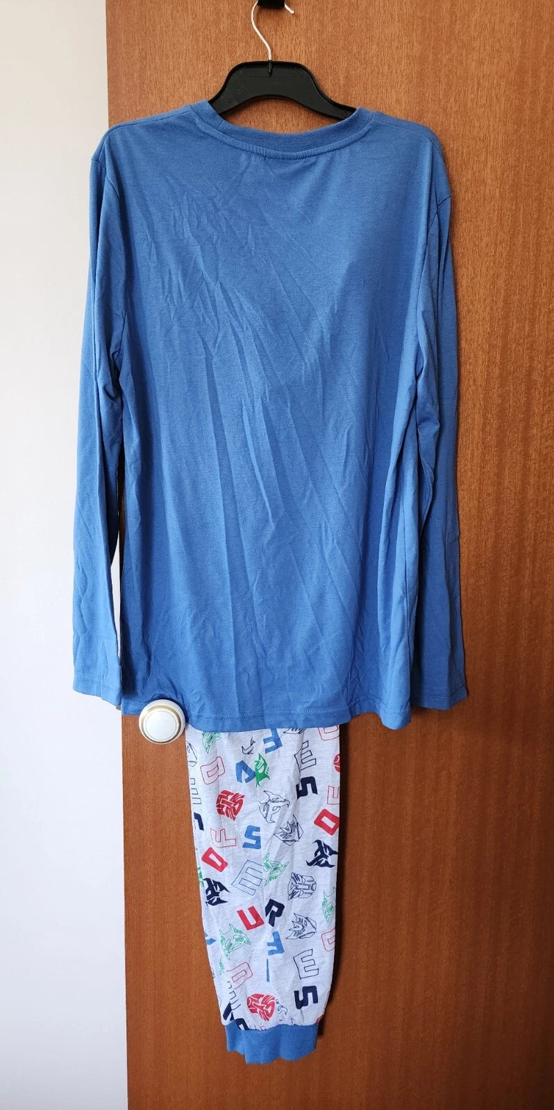 Transformers Mens Optimus Prime Blue Grey Printed Long Sleeve Pyjama Set Size M