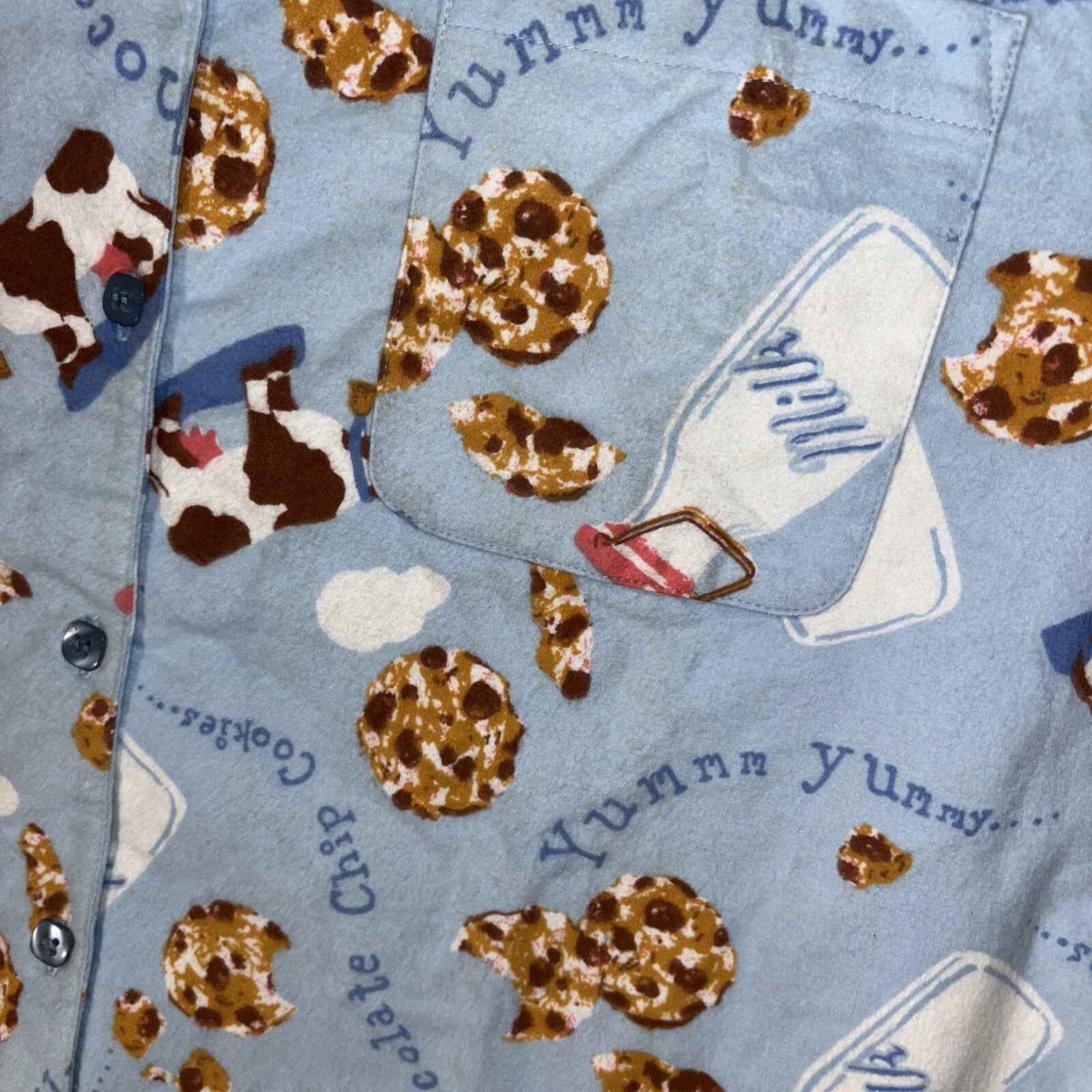 Vintage 90’s ESLEEP Pajamas Set Sz XL Cows Milk Cookies New Pants Top Loungewear