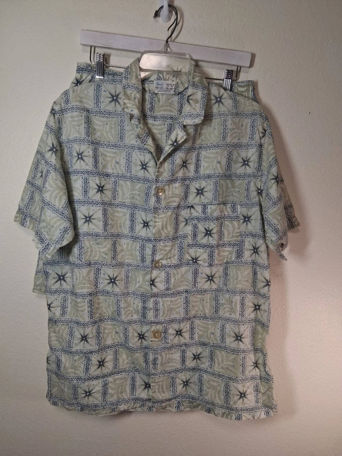 VTG Sears Men's Pajama Set Shorts and Button Down Casual Grandpa Y2K Size Medium