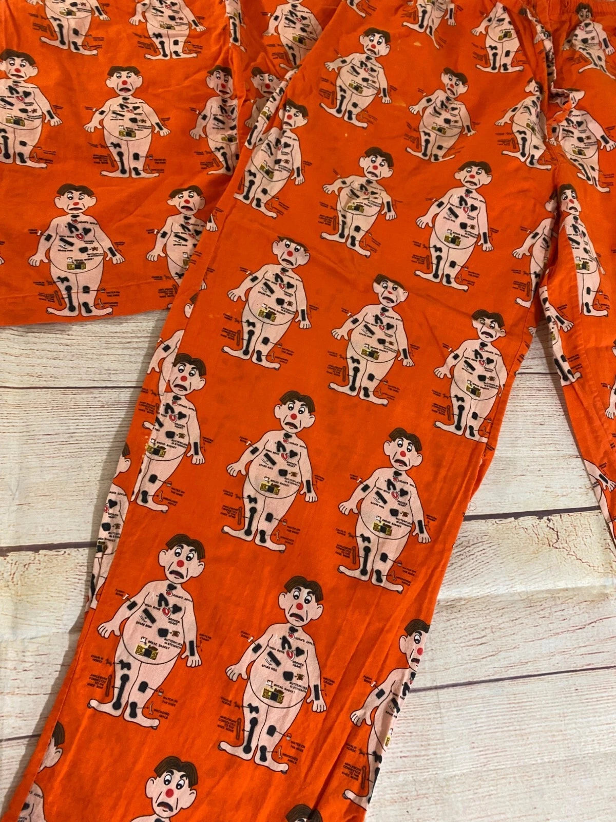 Vintage Hasbro Men's 2001 Orange Operation Pajama Set Y2K - Large