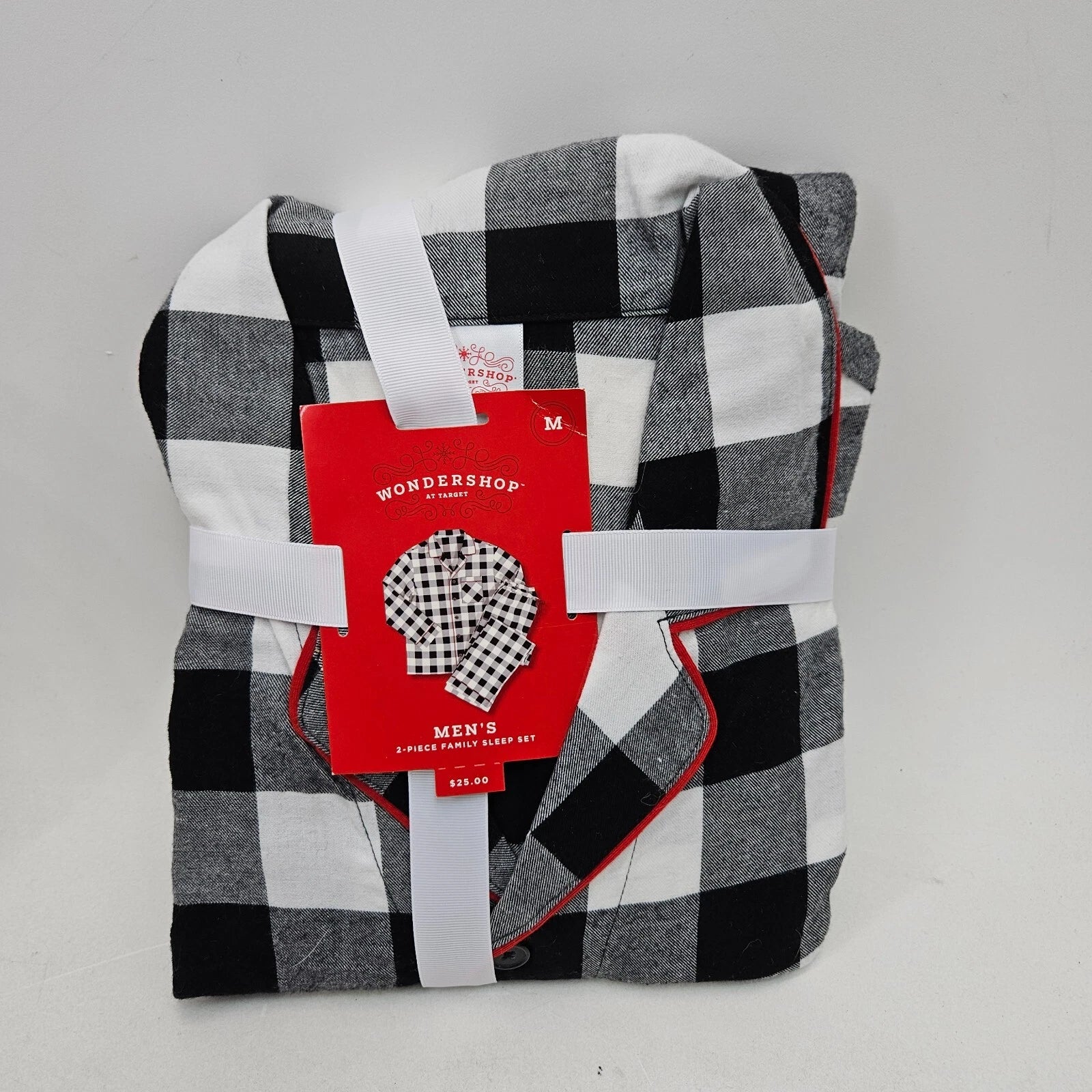 Target Wondershop Christmas Wht Buffalo Checker Pajama Set Men's Size Medium 2Pc