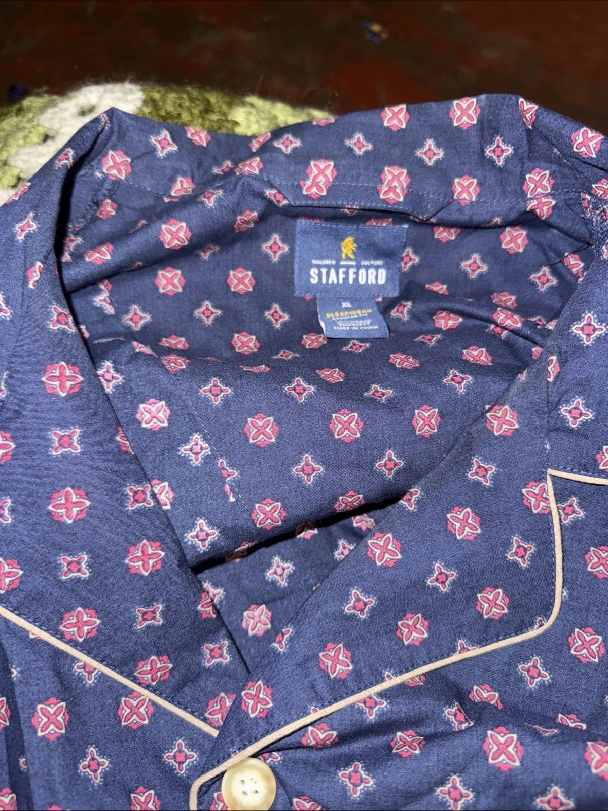 Stafford Mens XXL Reg Fit Sleepwear Long Sleeve Pajama Set Lounge Comfort Blue