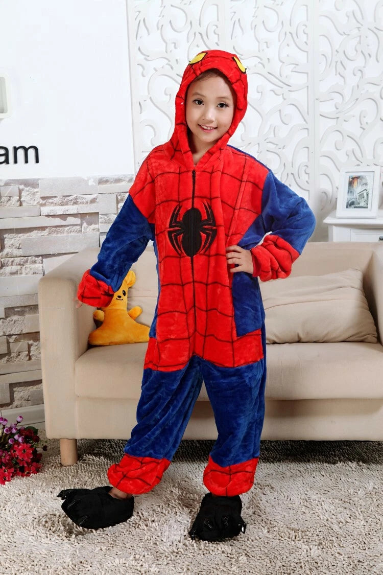 Spiderman Pajamas Jumpsuit Cosplay Superhero Adult Kid Sleepwear Nightgown Dress