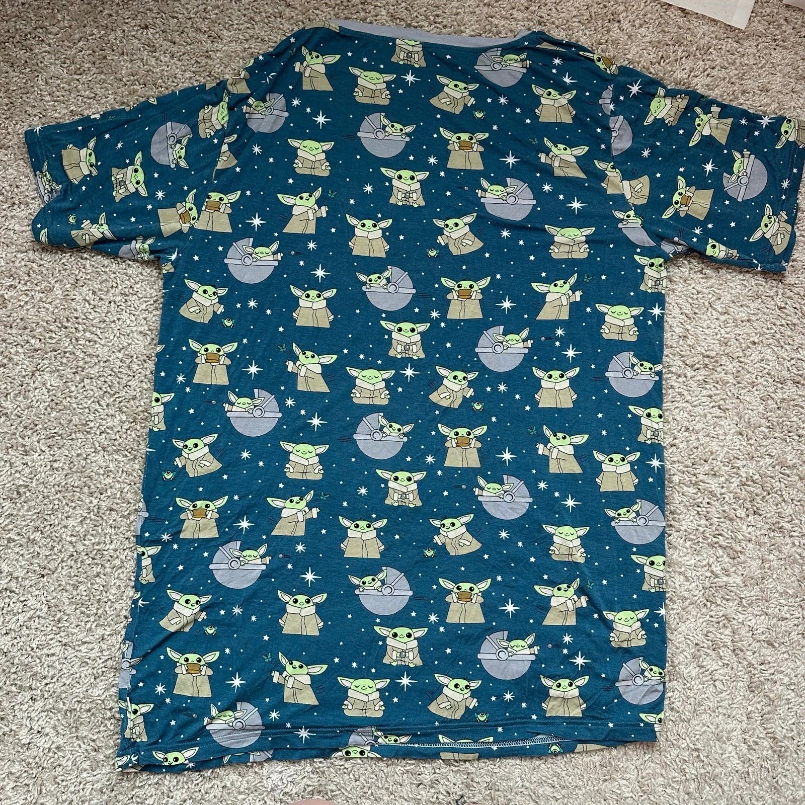Little Sleepies Mens Adult Medium Grogu Star Wars Pajama Set Preowned