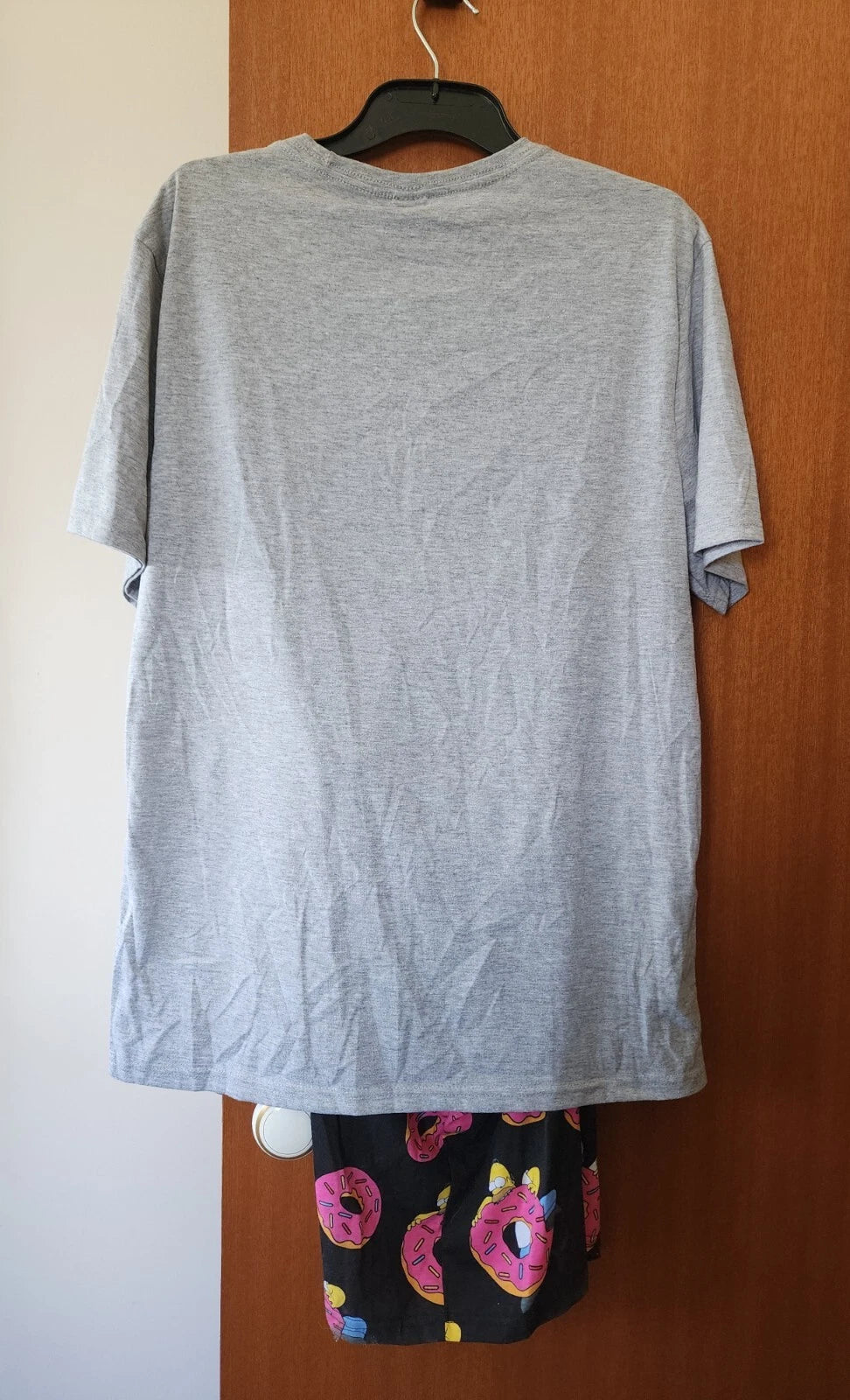 The Simpsons Mens Homer Donuts Grey Black Printed 2 Piece Pyjama Set Size L New