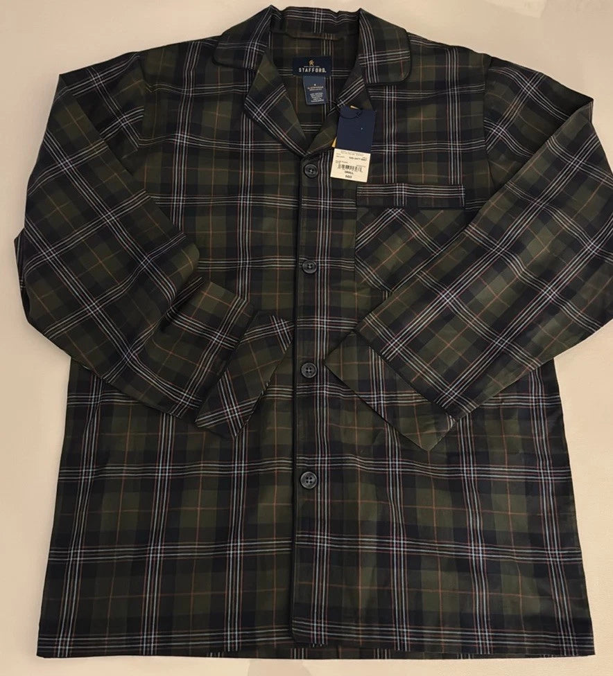 Stafford Pajamas Mens Small Green Plaid