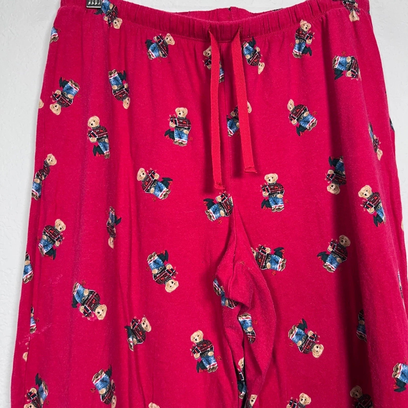 Polo Ralph Lauren Bear Pajama Set Mens Medium Red Long Sleeve lounge Sleepwear