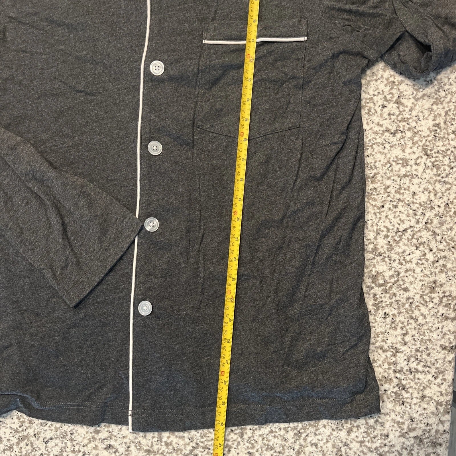 Sonoma Sleepwear 2 Piece Men Size L Dark Gray, Long Sleeve, Pockets,buttons.