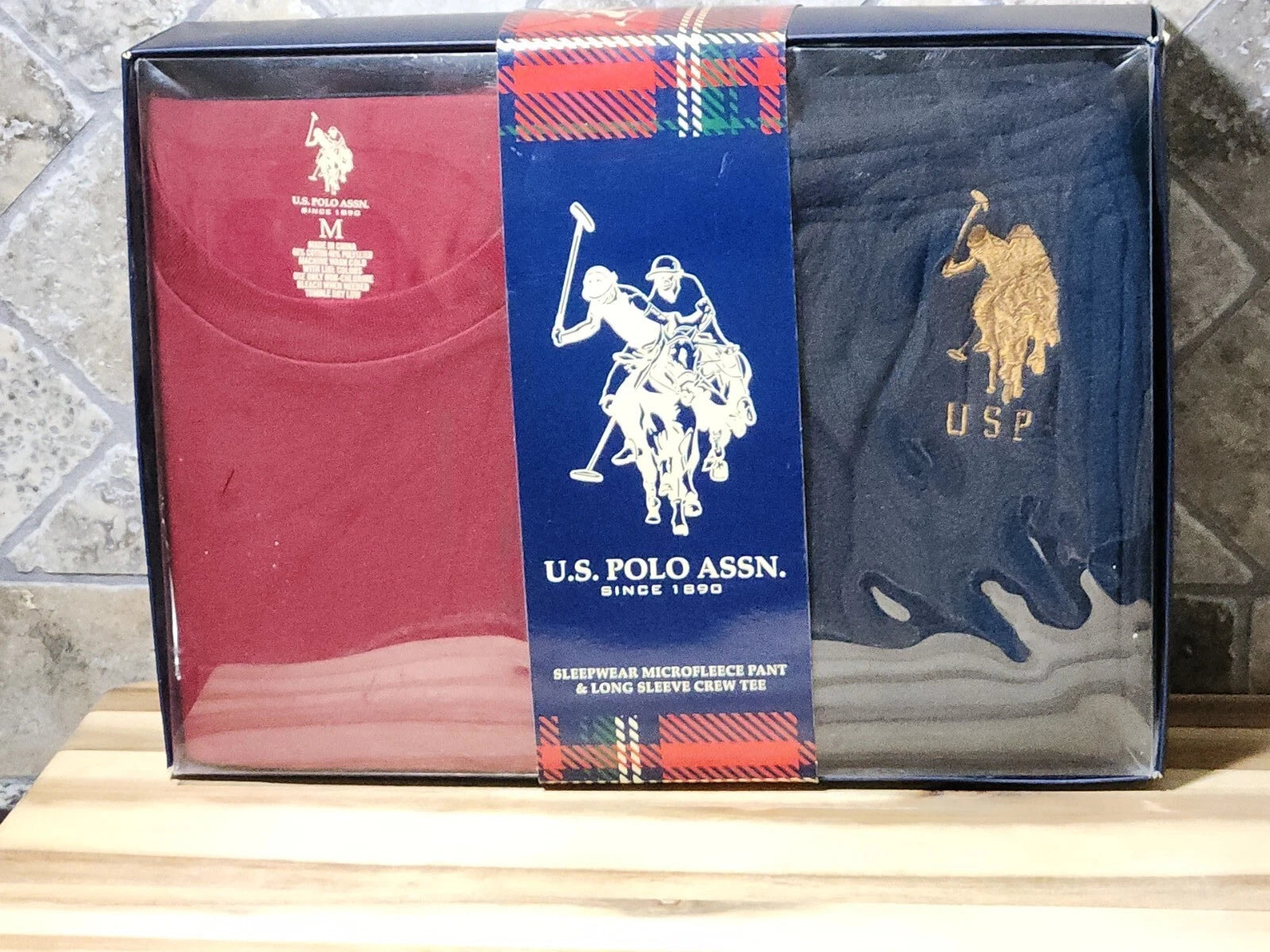 U.S. Polo Assn Sleepwear knit pant & long sleeve crew Tee Med Brand Pajamas NIB