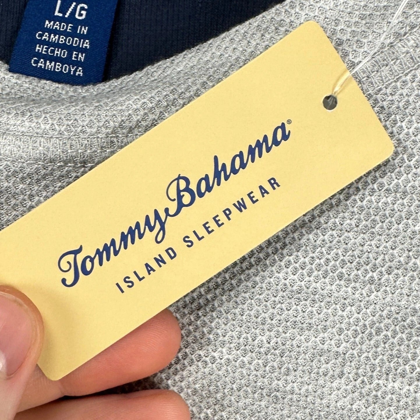 Tommy Bahama Island Sleepwear Mens 2 Piece Pajama Set Large Grey Blue Jogger NEW