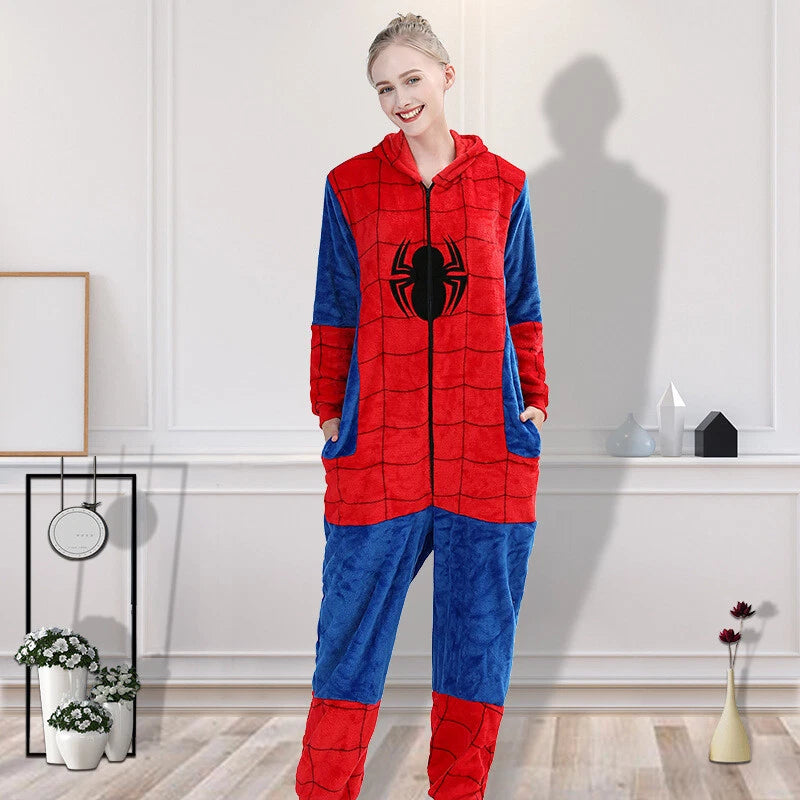 Spiderman Pajamas Jumpsuit Cosplay Superhero Adult Kid Sleepwear Nightgown Dress