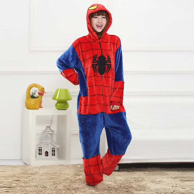 Spiderman Pajamas Jumpsuit Cosplay Superhero Adult Kid Sleepwear Nightgown Dress