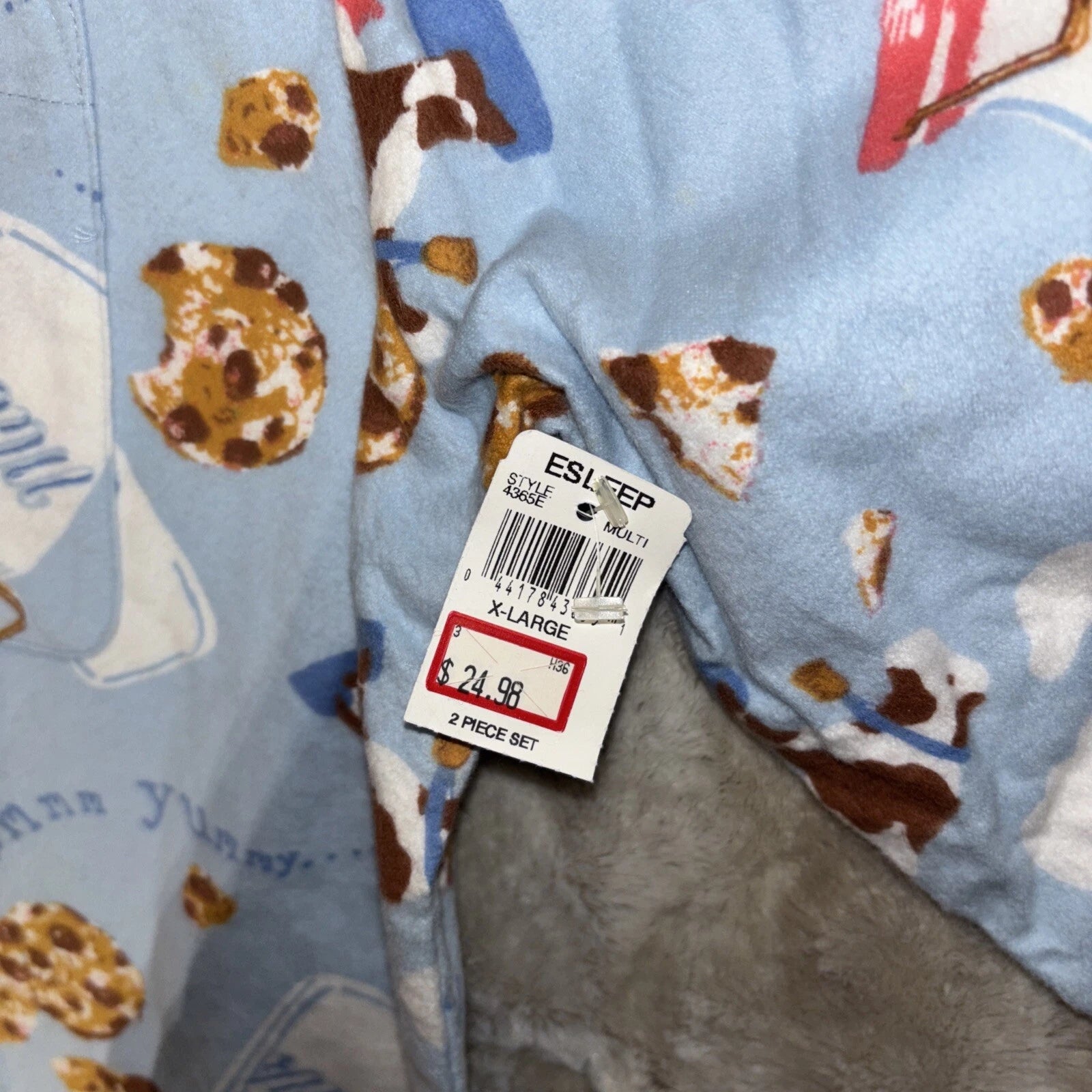 Vintage 90’s ESLEEP Pajamas Set Sz XL Cows Milk Cookies New Pants Top Loungewear