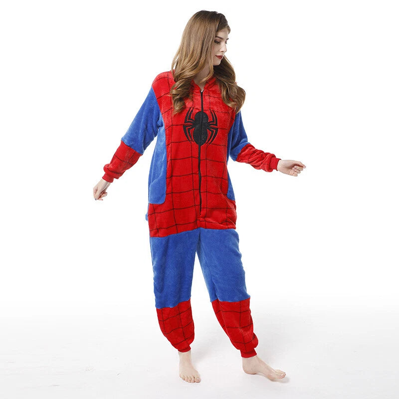Spiderman Pajamas Jumpsuit Cosplay Superhero Adult Kid Sleepwear Nightgown Dress
