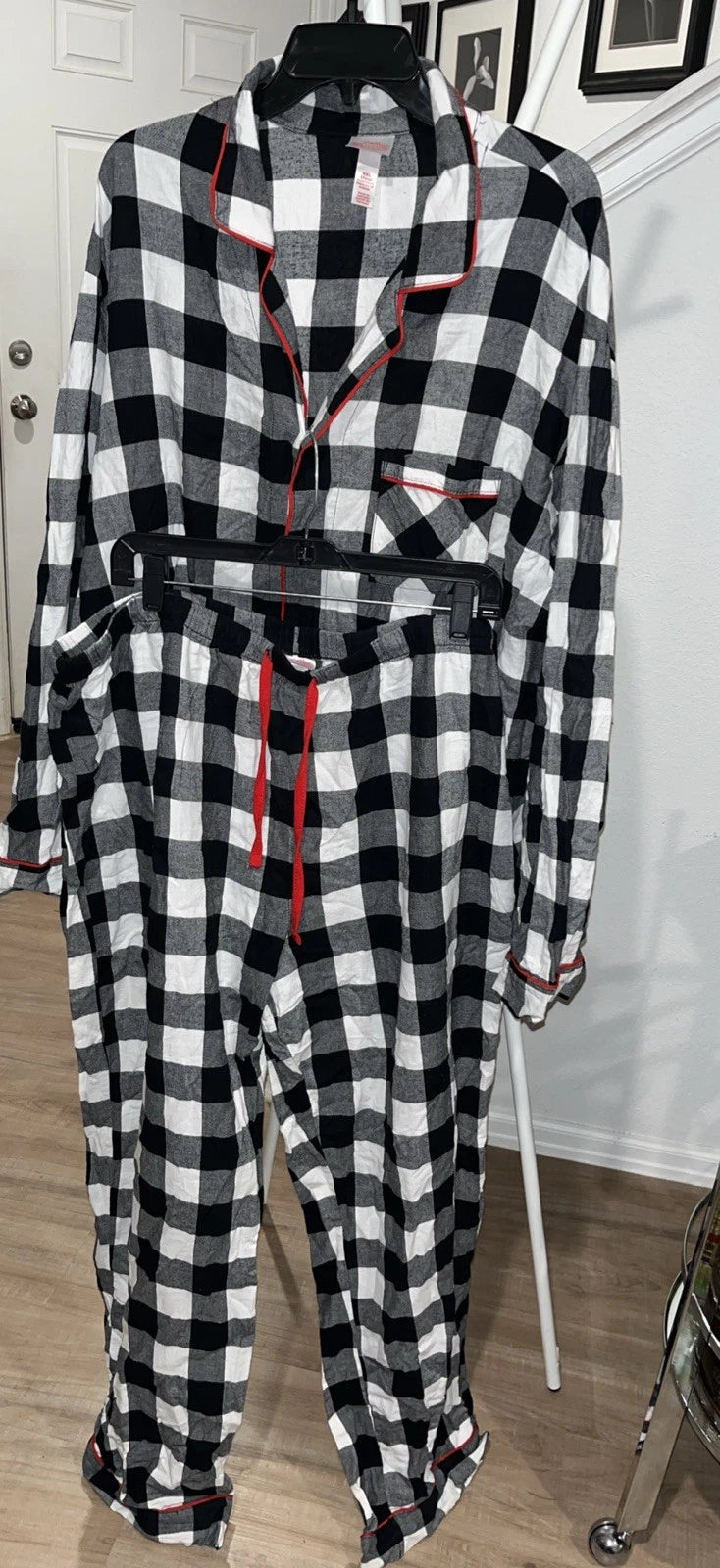 WONDERSHOP Men’s  Sleepwear,  Blk White Check Cotton Pajamas Pant Set  Size XXL